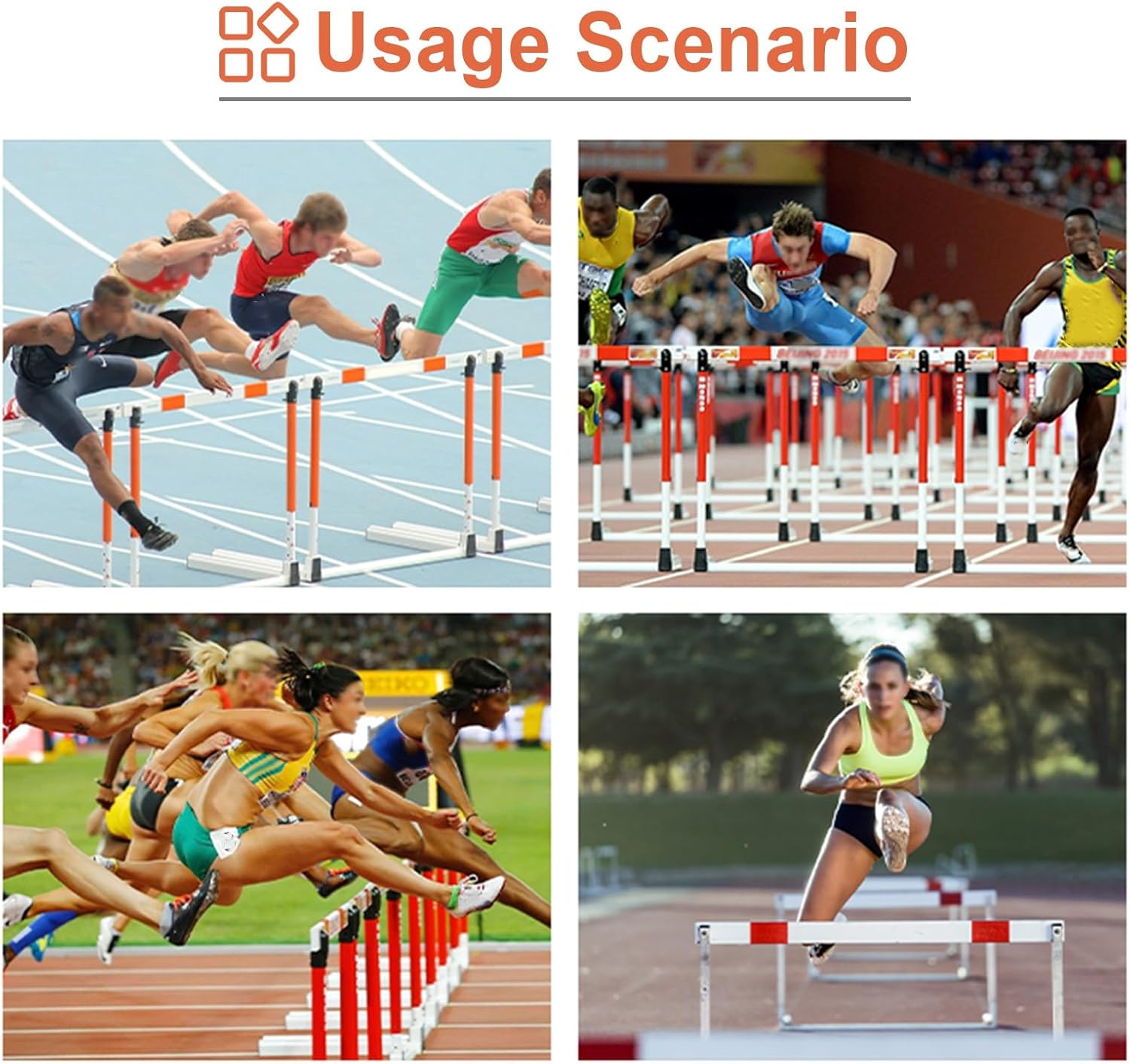 Hurdles Adjustable Height Agility Speed Hurdles Metal, Portable Athletic Workout Obstacles Bar, Track and Field Sport Jumping Training Pole Set