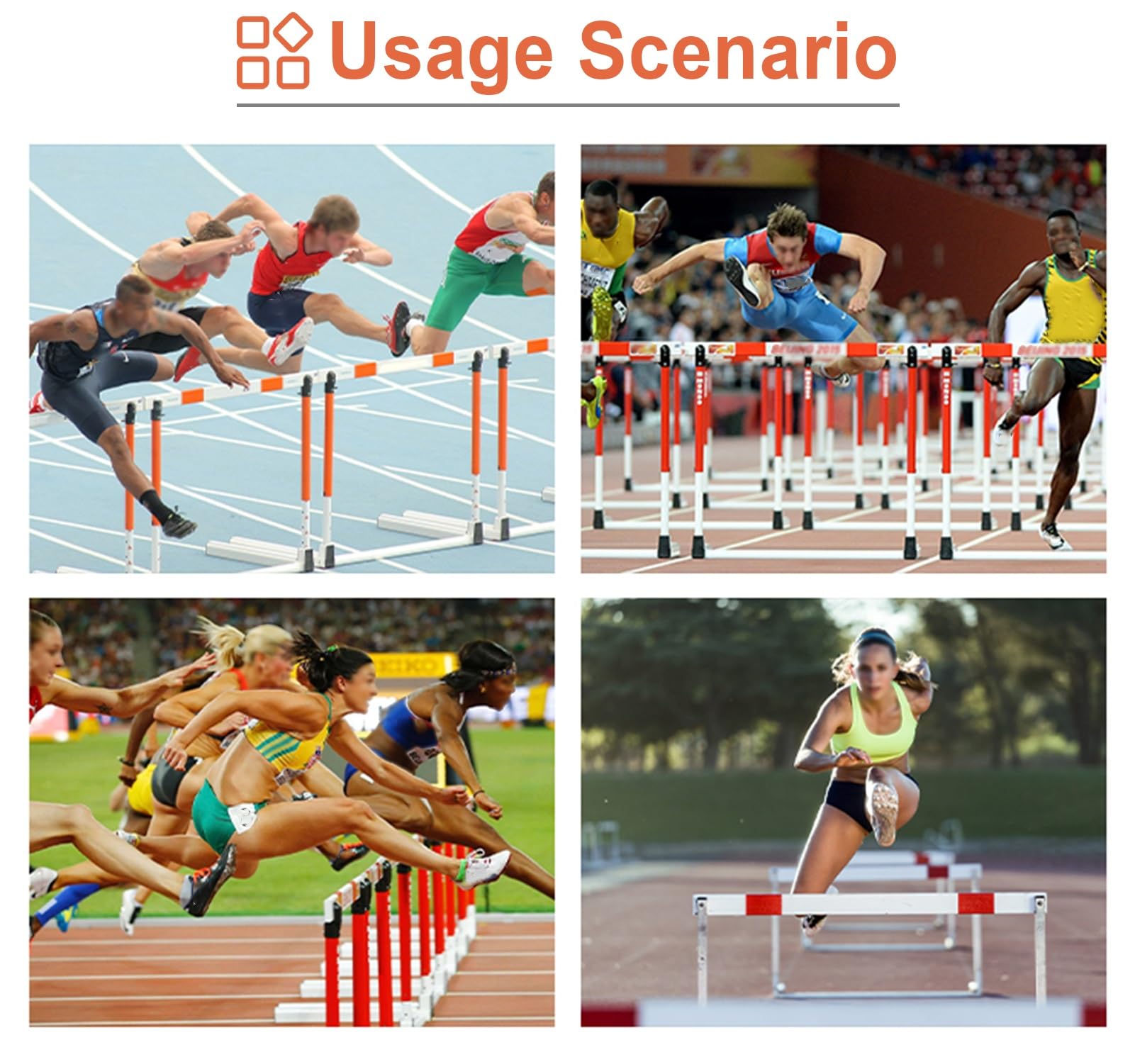 Juego de 3 vallas de acero para entrenamiento de velocidad y agilidad, equipo de entrenamiento deportivo profesional, altura ajustable de 40 a 60 cm