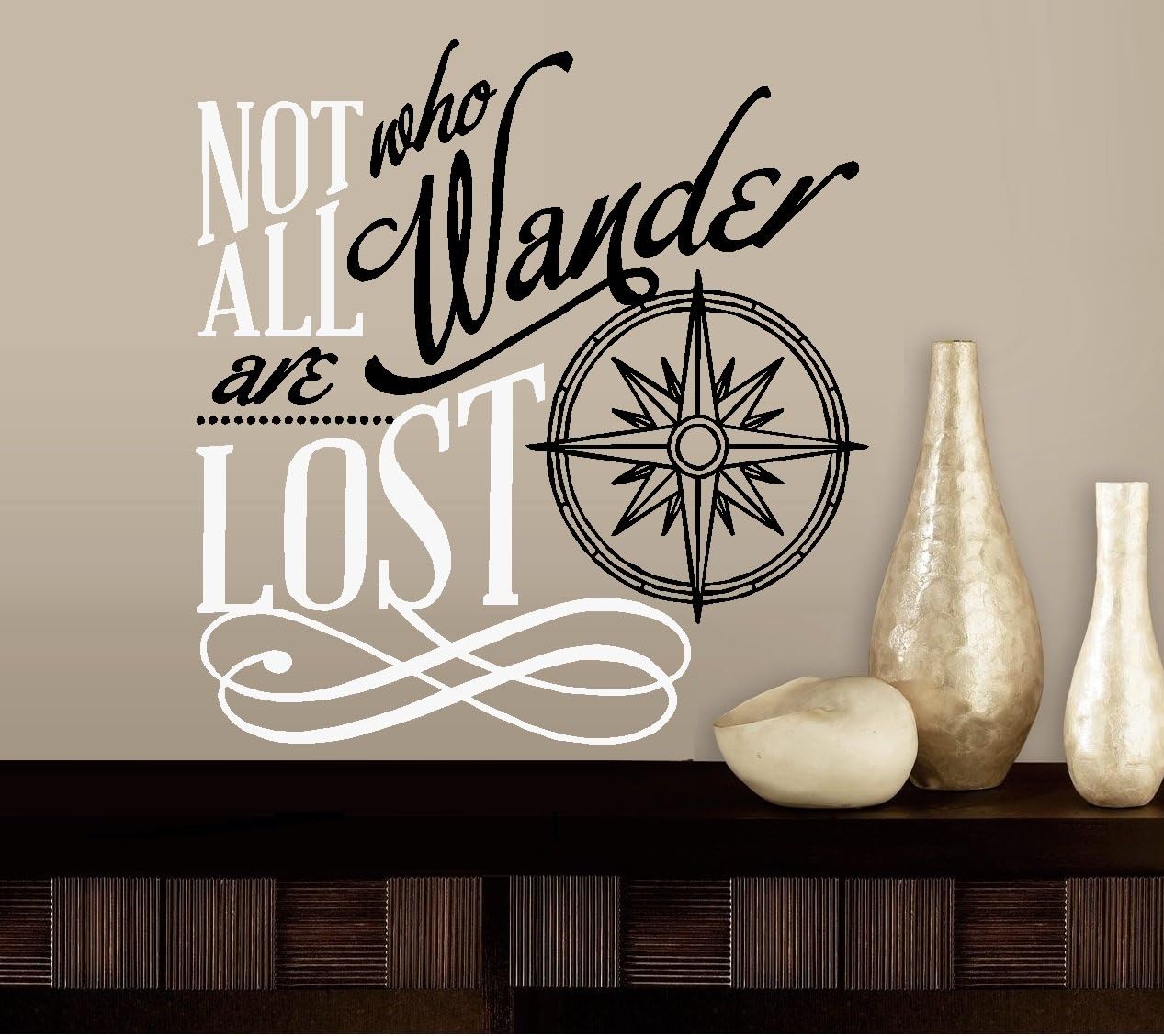Not All Who Wander are Lost #5 ~ Wall or Window Decal 13 x 15 (White/Blk)