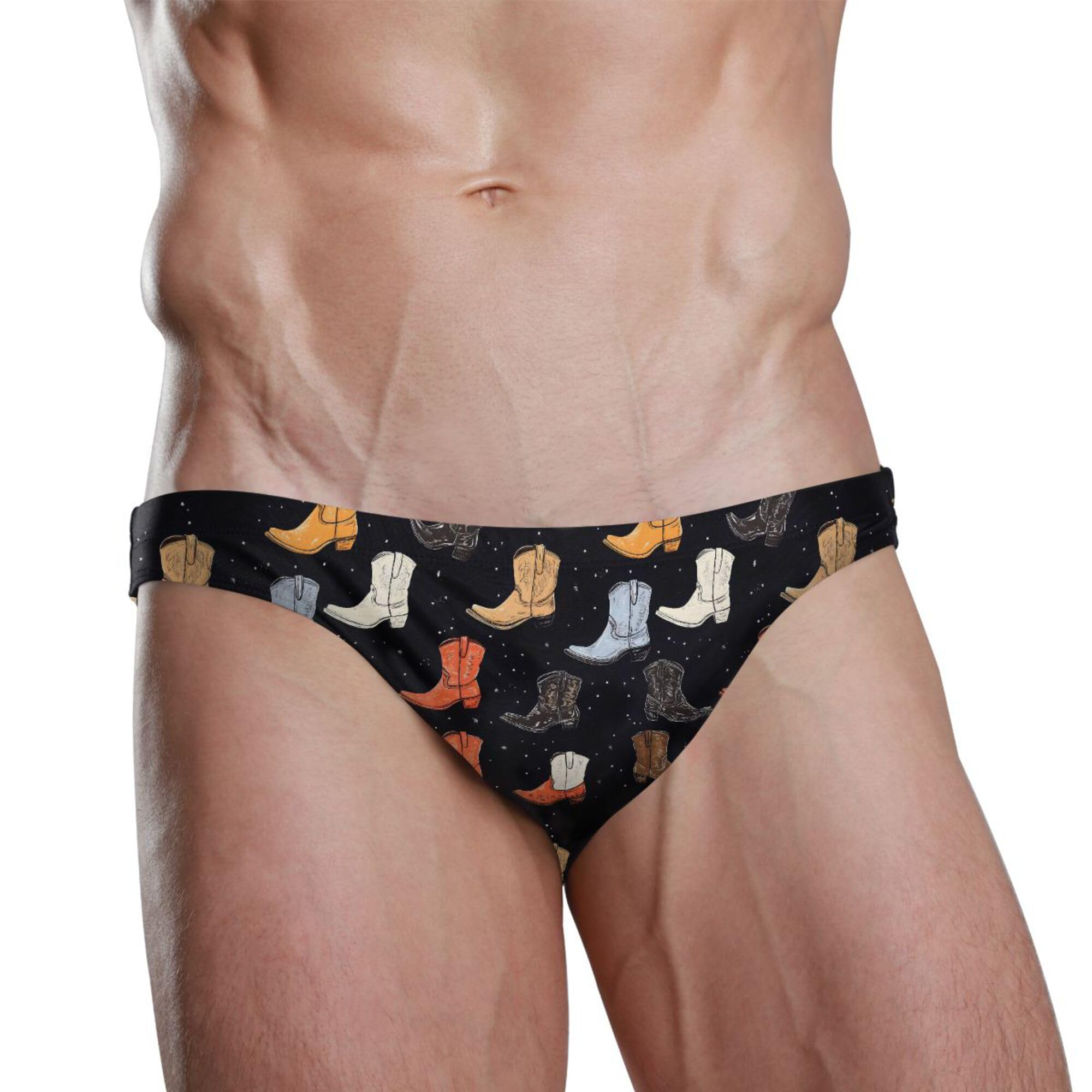 Mens Swim Briefs Cowboy Boots Swimwear Bikini Swimsuit XL B0403614