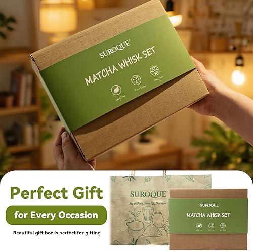 Miniatura 6 de Juego de batidor Matcha con caja de almacenamiento, juego de té Matcha de 8 piezas, incluye cuenco blanco matcha, batidor y soporte, cuchara y