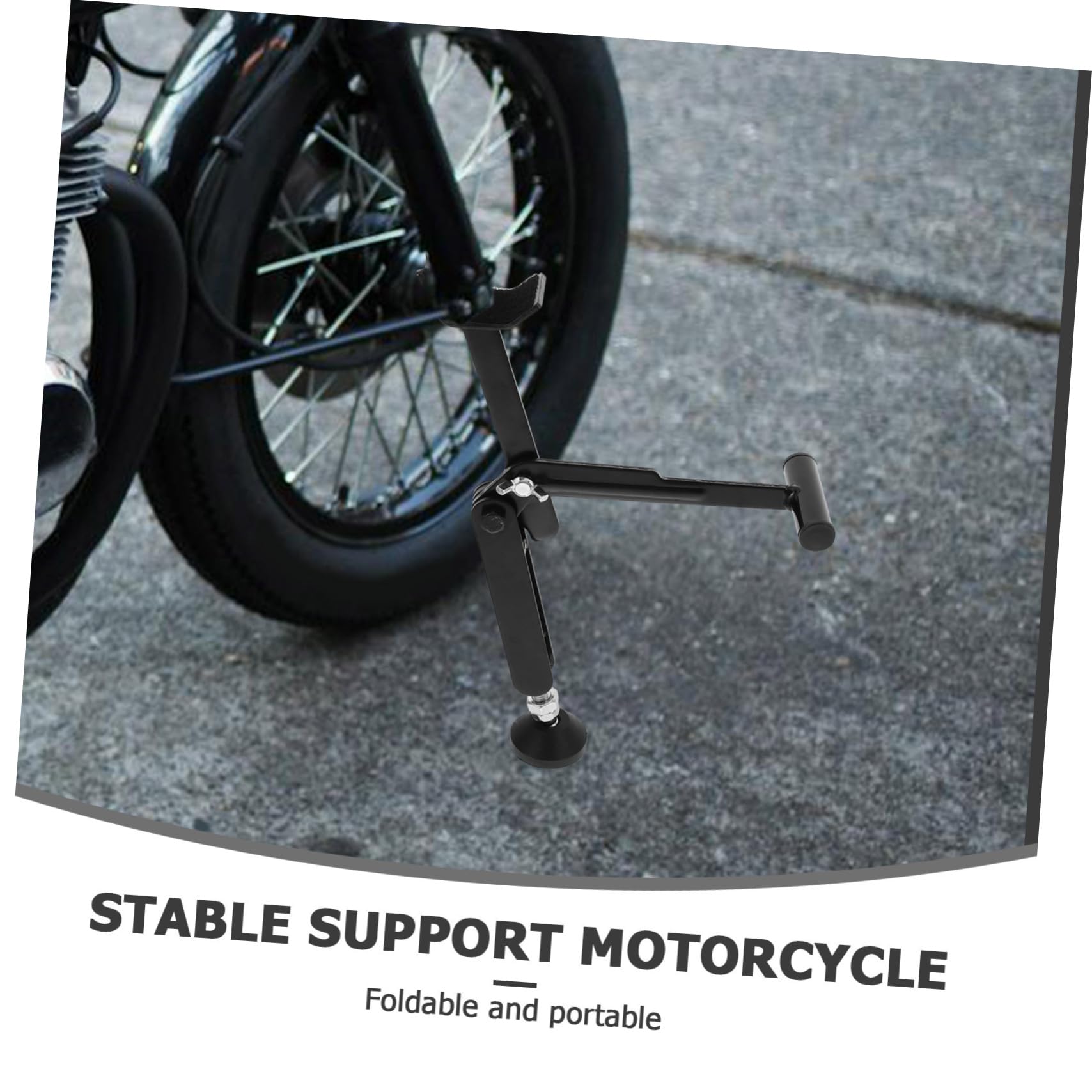 Cavalletto Sollevatore per Ruota Moto Pieghevole Portatile Nero