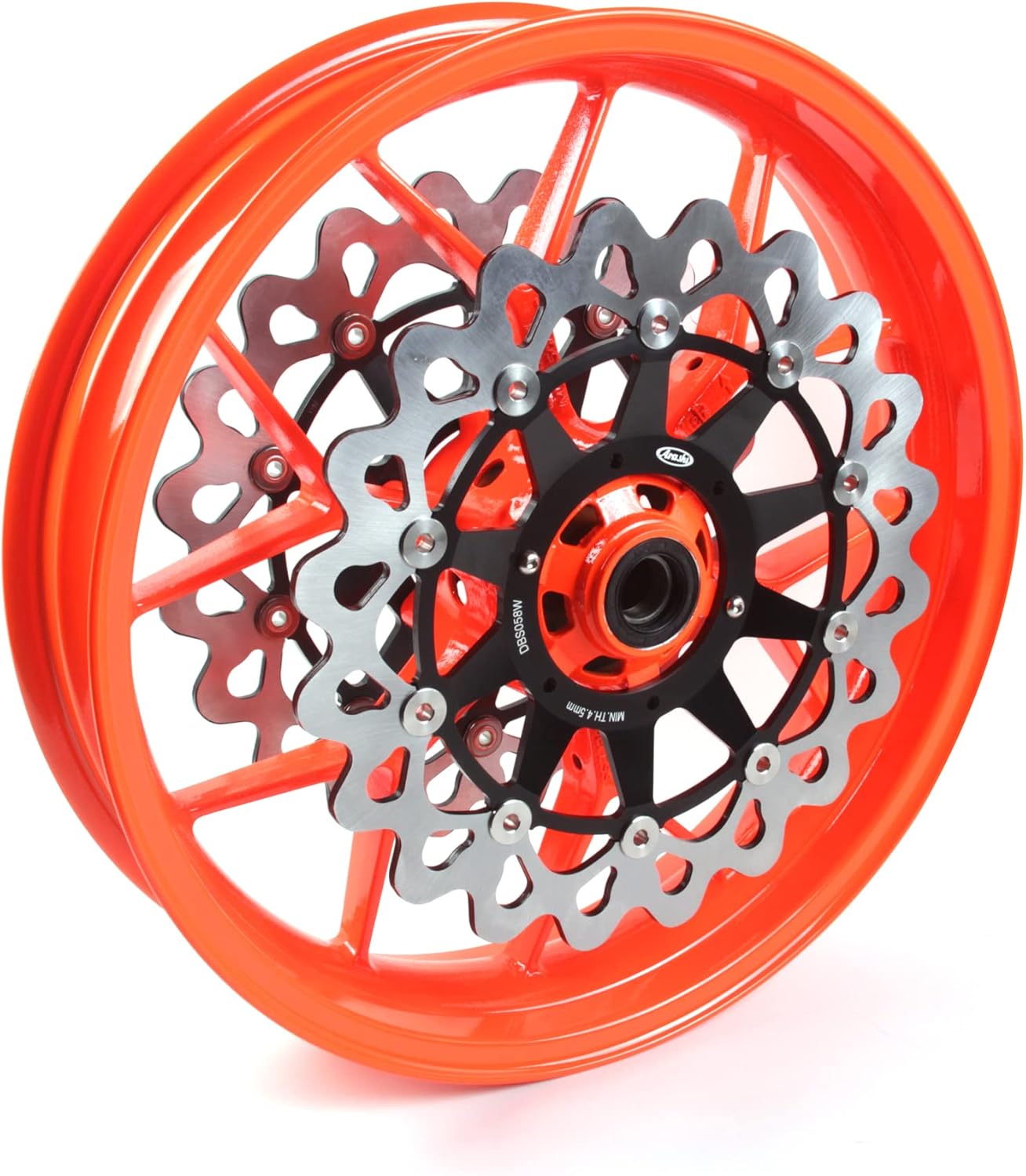 Arashi Front Wheel Rim and Brake Disc Rotors for Honda CBR1000RR 2006-2016, Motorcycle Replacement Accessories Parts Neon Orange