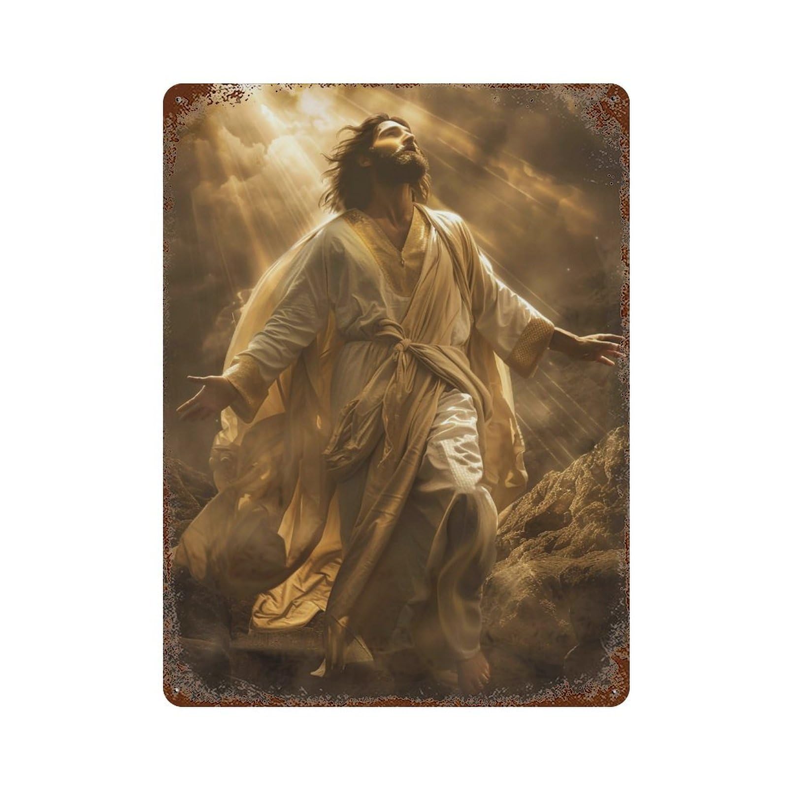YHGERTKU Jesus Resurrection Ascension 02 Wall Art Retro Iron Vintage Metal Tin Sign Poster Modern Decor for Living Rooms Gift 40x30cm