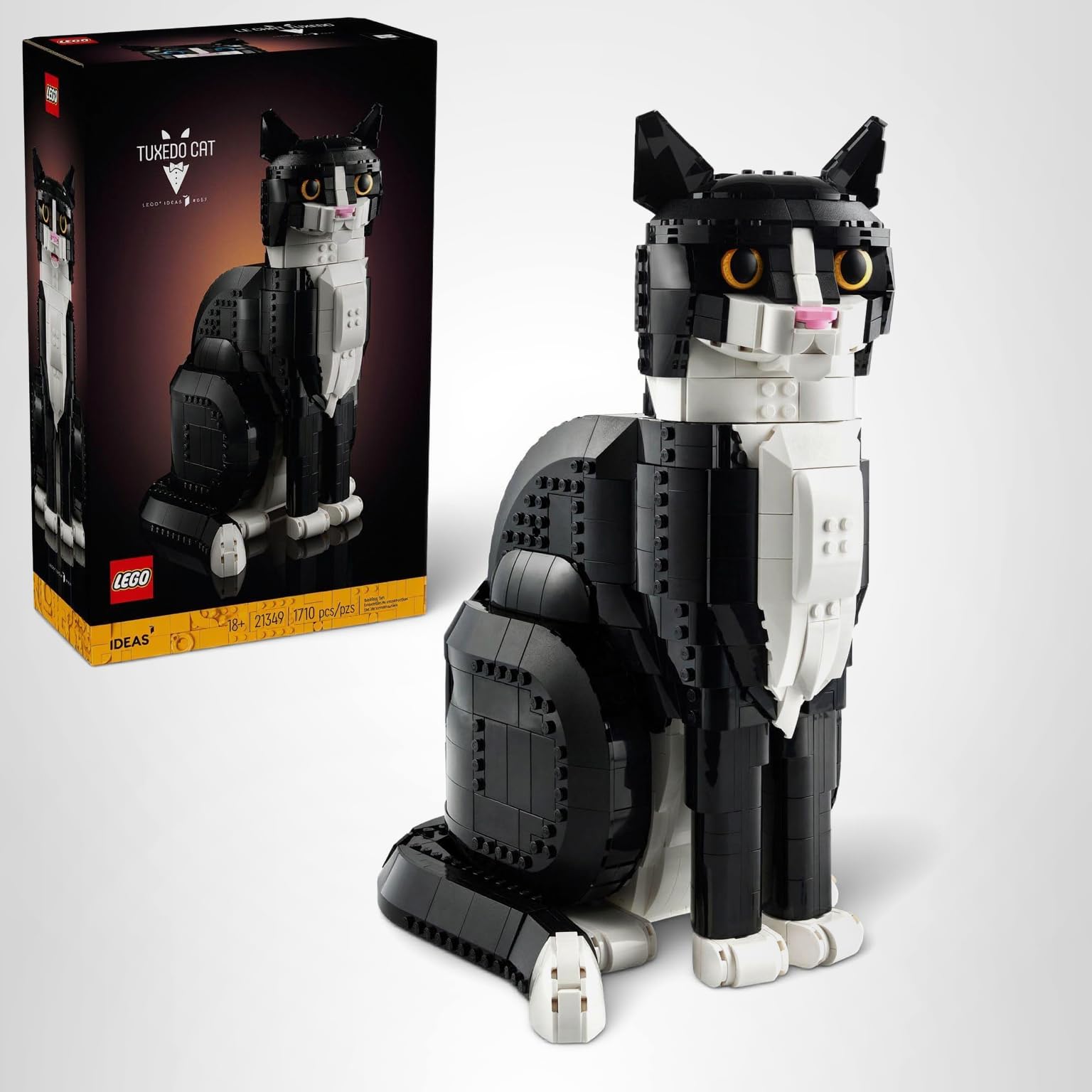 LEGO Ideas Tuxedo Cat - Building Sets for Adults, Ages 18+ - DIY Crafts Kit for Home Decor, Living Room or Bedroom - Gift for Animal Lovers - 21349