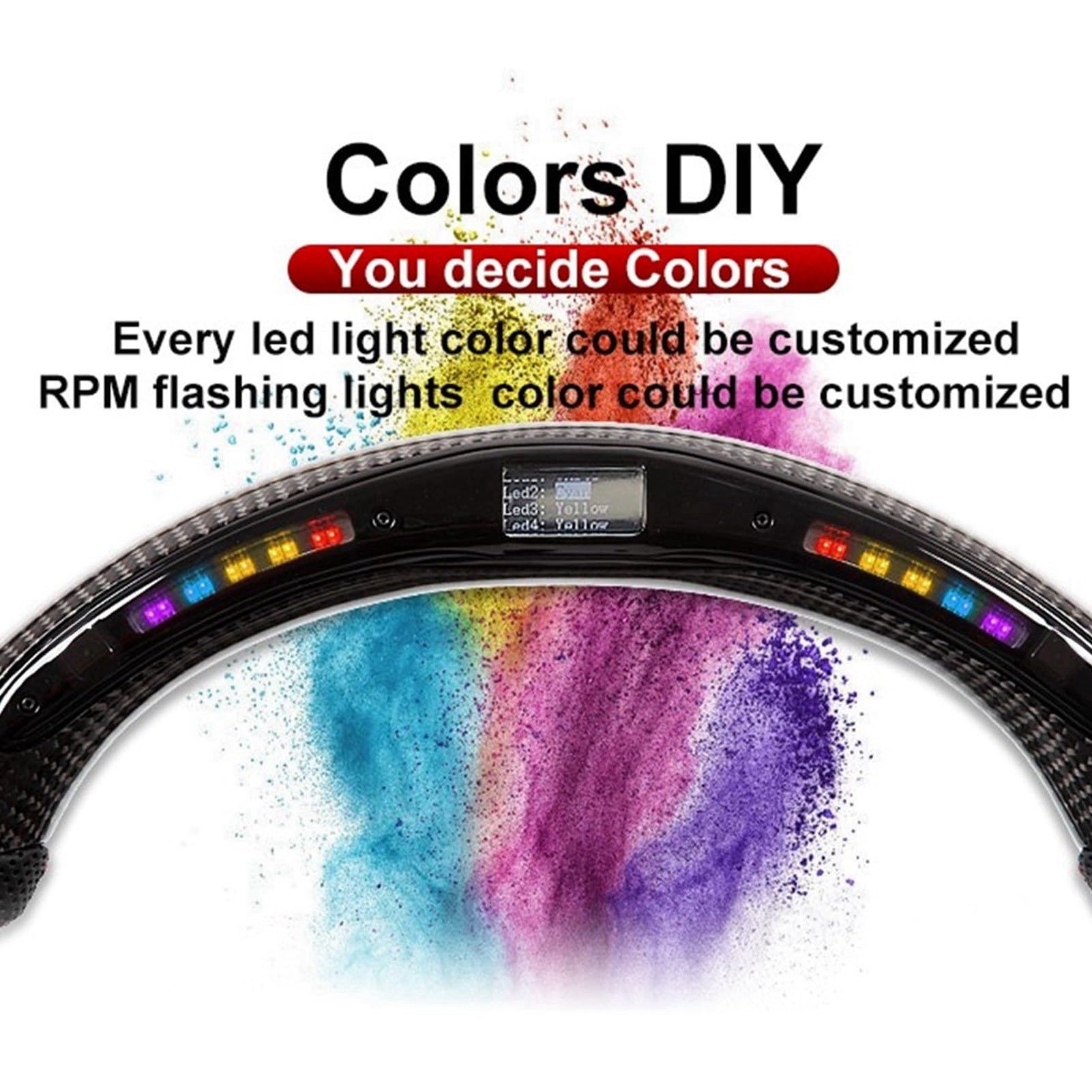 KIMISS Volante con Luces LED - Diseño de Carbono, Cargador HELLCAT 2015-2020 - Rendimiento Inspirado en las Carreras