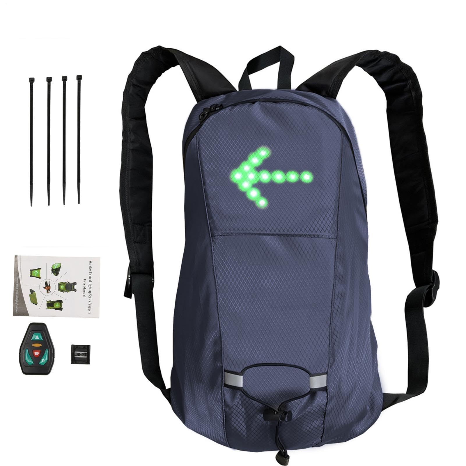 Générique Rucksack mit Warnlicht, Fahrrad-Rucksack für den Außenbereich | mit 4 LED-Blinkern – einfache Installation und wiederaufladbar über USB für sicheres Fahren in der Nacht, , Se référer au
