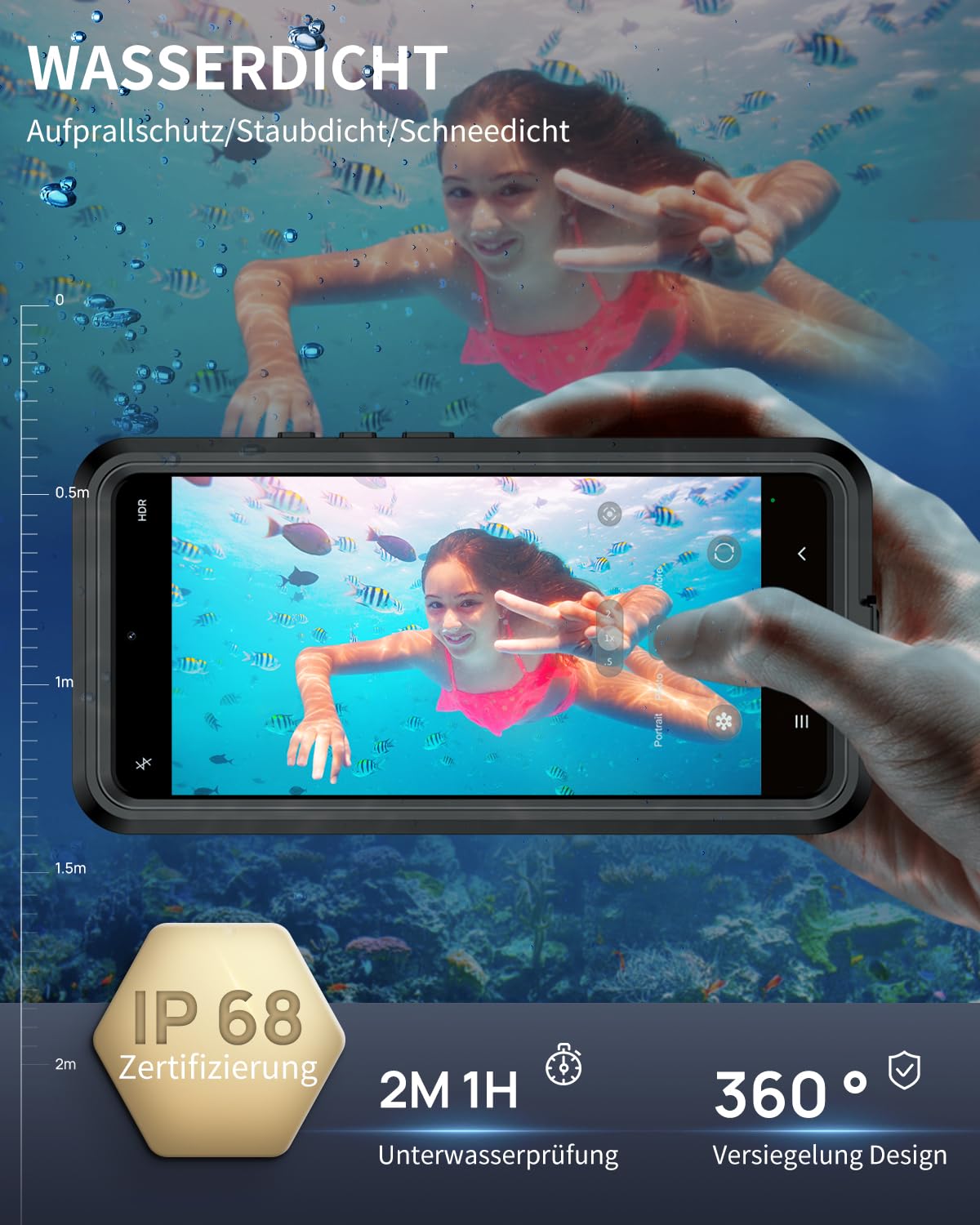 Lanhiem für Xiaomi Redmi Note 15 Pro 5G Hülle, IP68 Wasserdicht Handyhülle Xiaomi Note 15 Pro 5G 360 Grad Schutzhülle Stoßfest Staubdicht Outdoor Panzerhülle mit Eingebautem Displayschutz, Schwarz