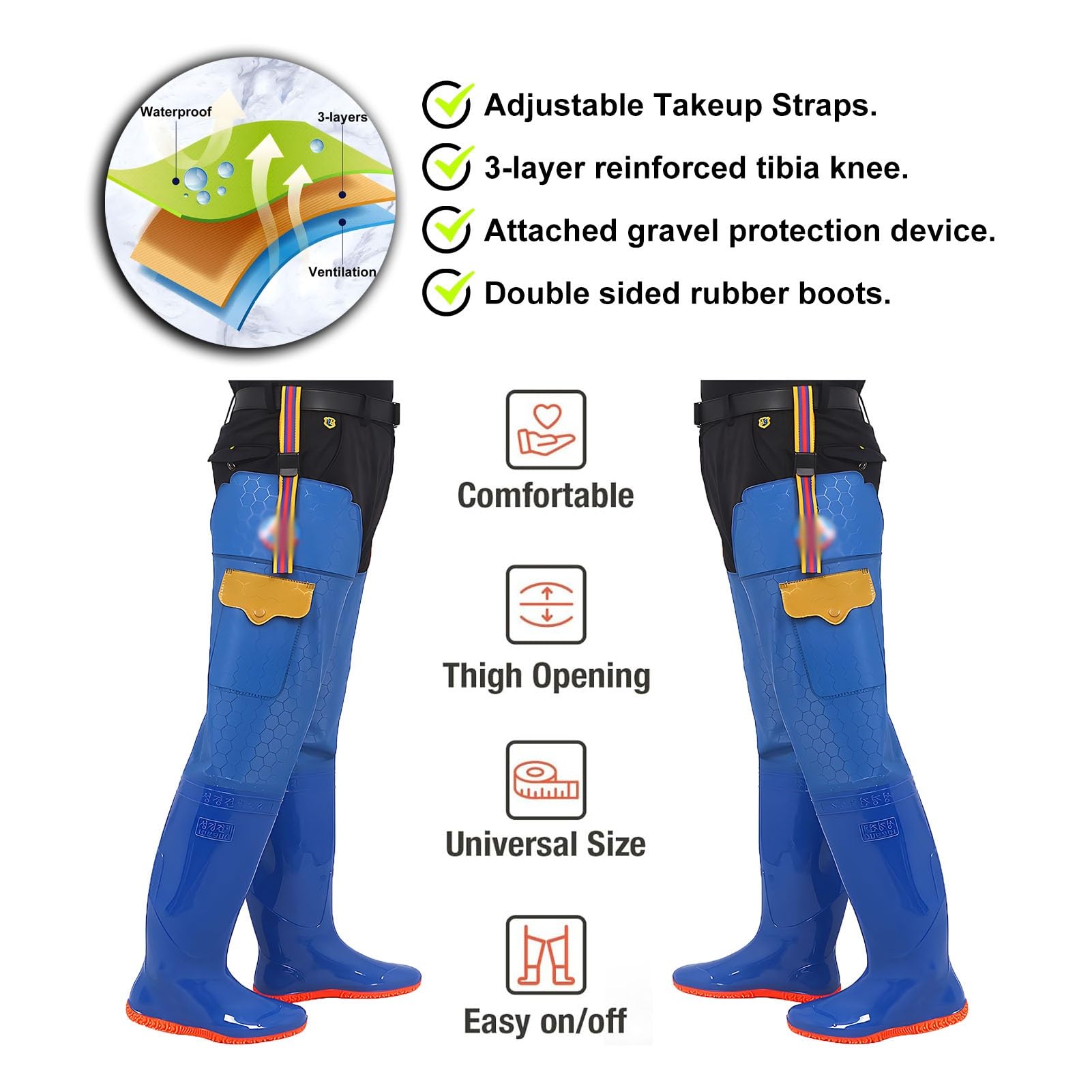 Vadeadores Vadeadores De Cadera para Hombres Y Mujeres, Vadeadores Impermeables para Pesca con Mosca, Botas para Vadear con Suela con Tacos