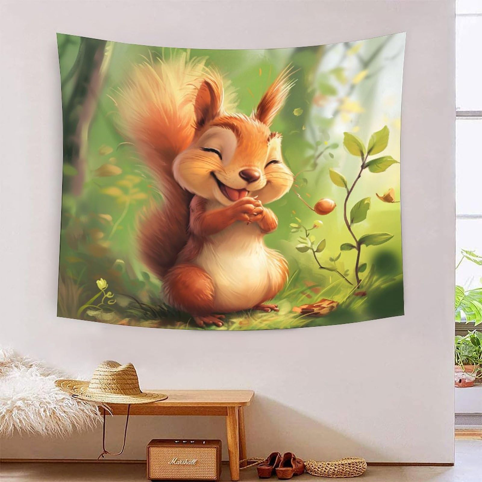 Couverture murale écureuil en polyester doux isolant visuel et acoustique - 7