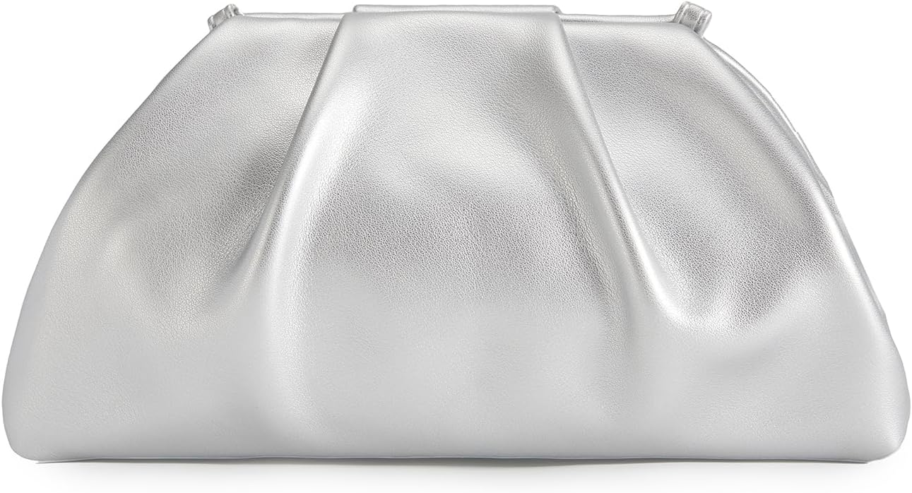 Huralona Dressy Pleated Vegan Leather Clutch Purse Bag for Women Super Chic Soft PU Evening Purse Handbag