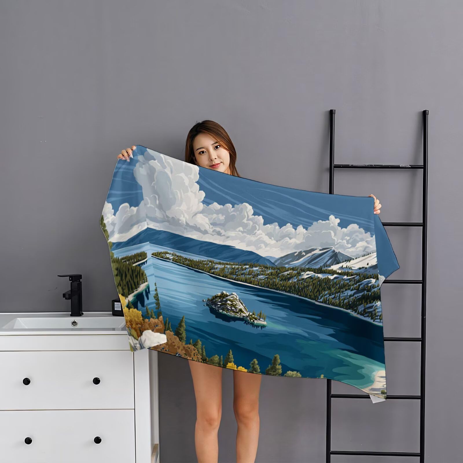 2 szt., bardzo duży 100 x 220 cm, niebieski, szybkoschnący ręcznik z mikrofibry, bez piasku i plażowy, lekki podróżny, kompaktowy ręcznik kempingowy z torbą do przechowywania, super chłonny, dla