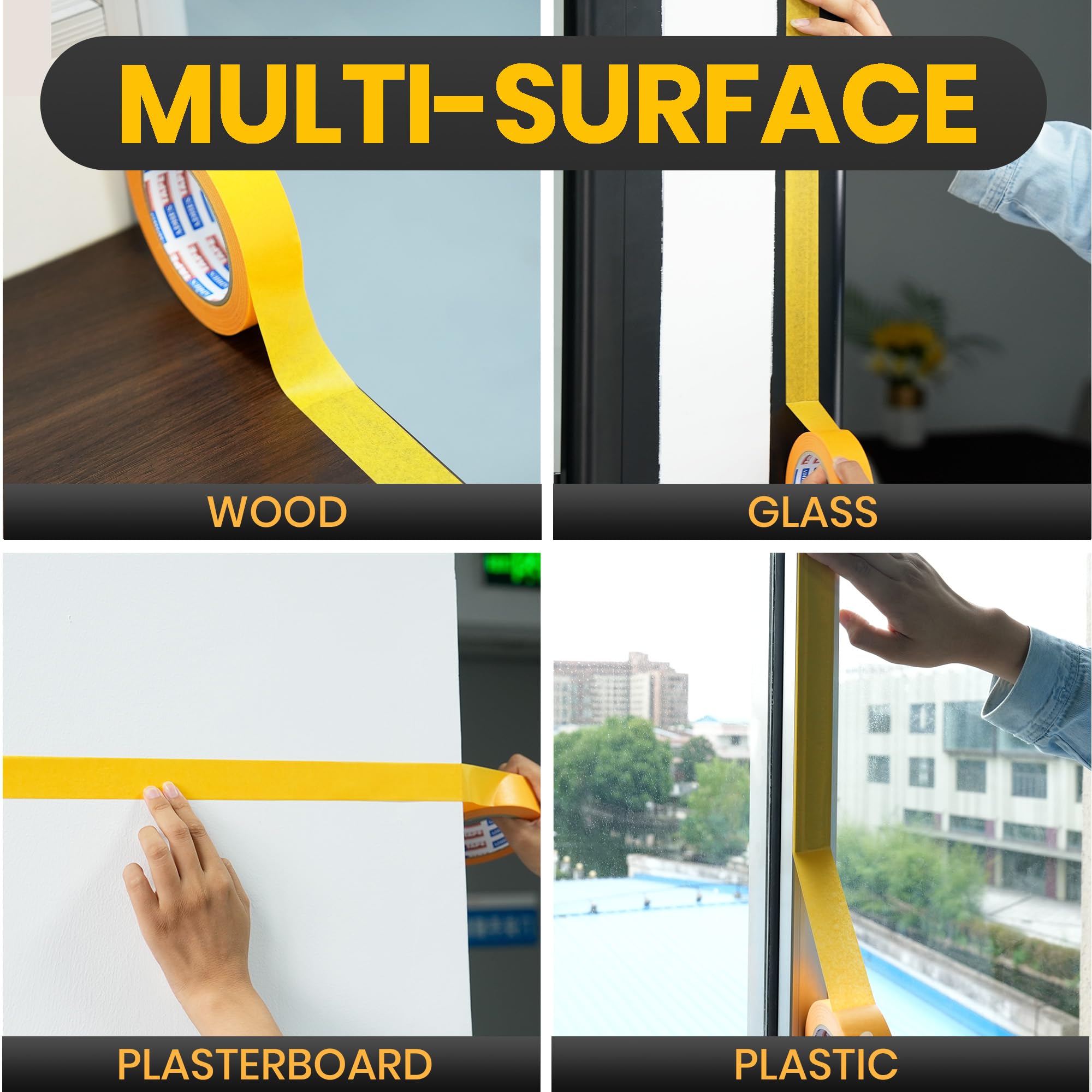 ADHES Orange Painters Tape Delicate Surface Advanced Masking Tape Multi Surface 7 day UV resistant Washi Tape,19mm x 50m - Image 4