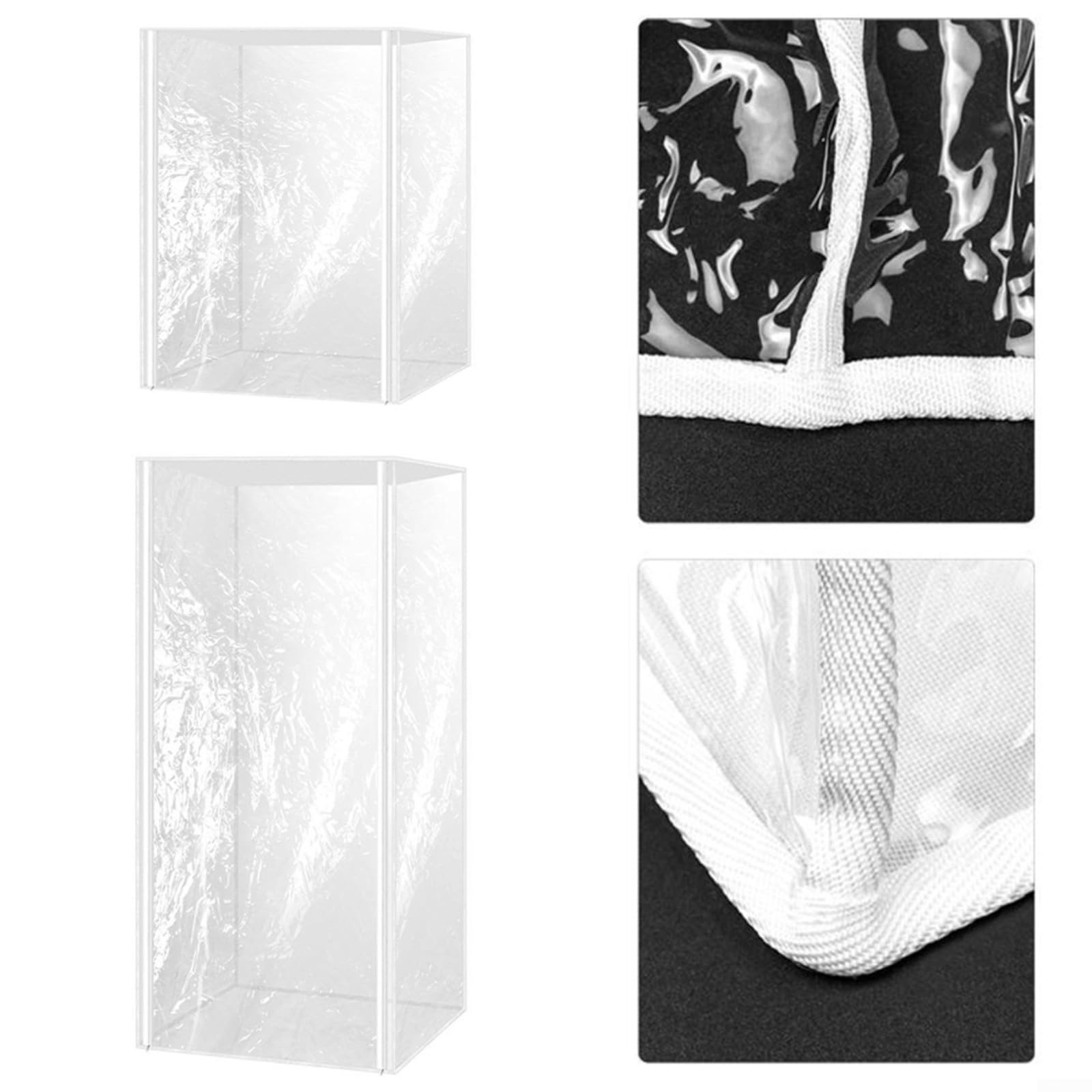 2 fundas transparentes de PVC con tres cremalleras para un fácil acceso y visualización clara, se adapta a estantes de 20 o 10 capas en cocinas, panaderías o cafeterías