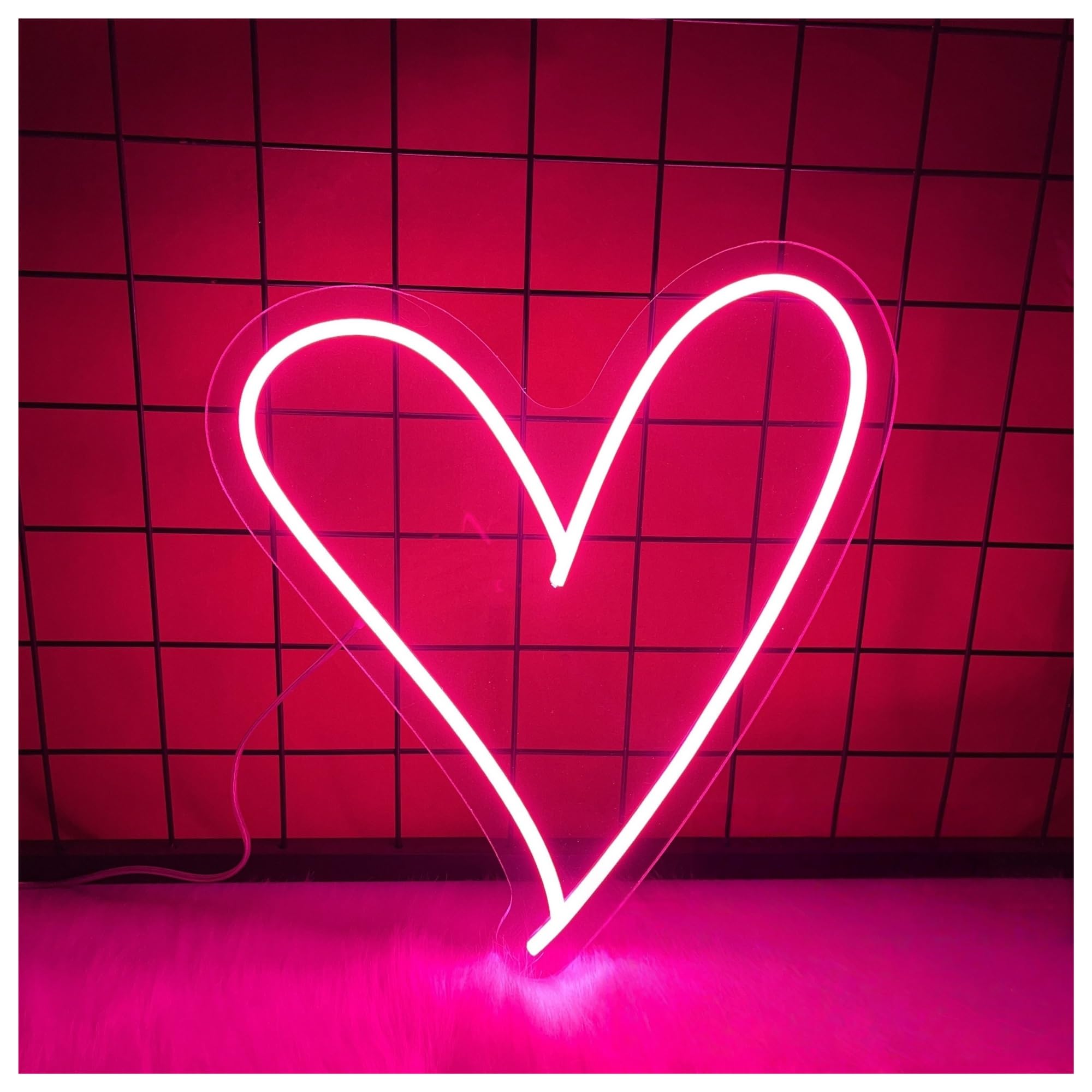 RONGCH Hanging Art Neon Signs Heart Neon Sign, Suitable for Home Decor with Brightness Adjustable 24cmx25cm