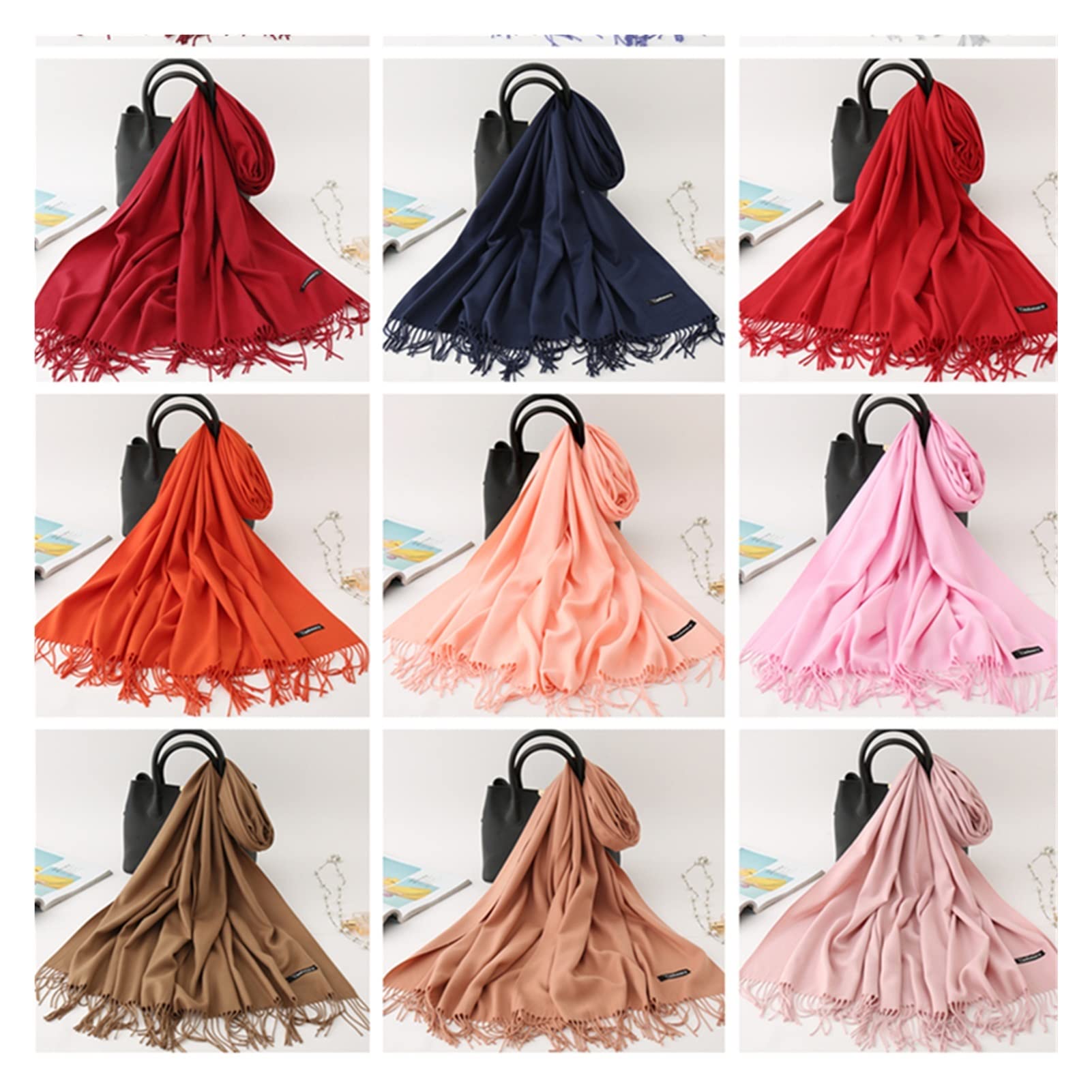 Szaliki Szalik Szale Kaszmirowe Szaliki Dla Kobiet Soft Pashmina Szale Okłada Długiego Dużego Szalika Zimowe Ciepłe Grube Szaliki Damskie Z Tassel Na Damskie Prezenty Szal Ciepły Chusty (Blue : M, S