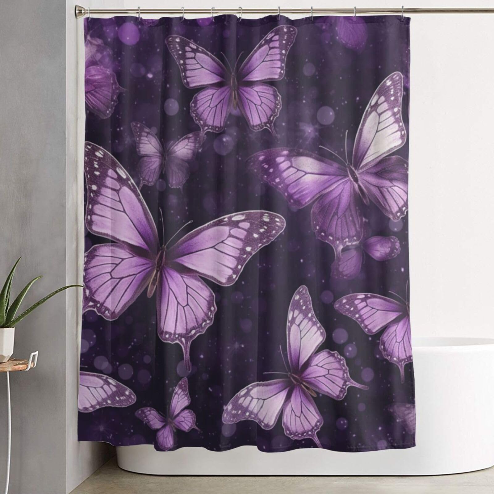 Rideau de douche épais anti-moisissure et imperméable à motif papillons violets
