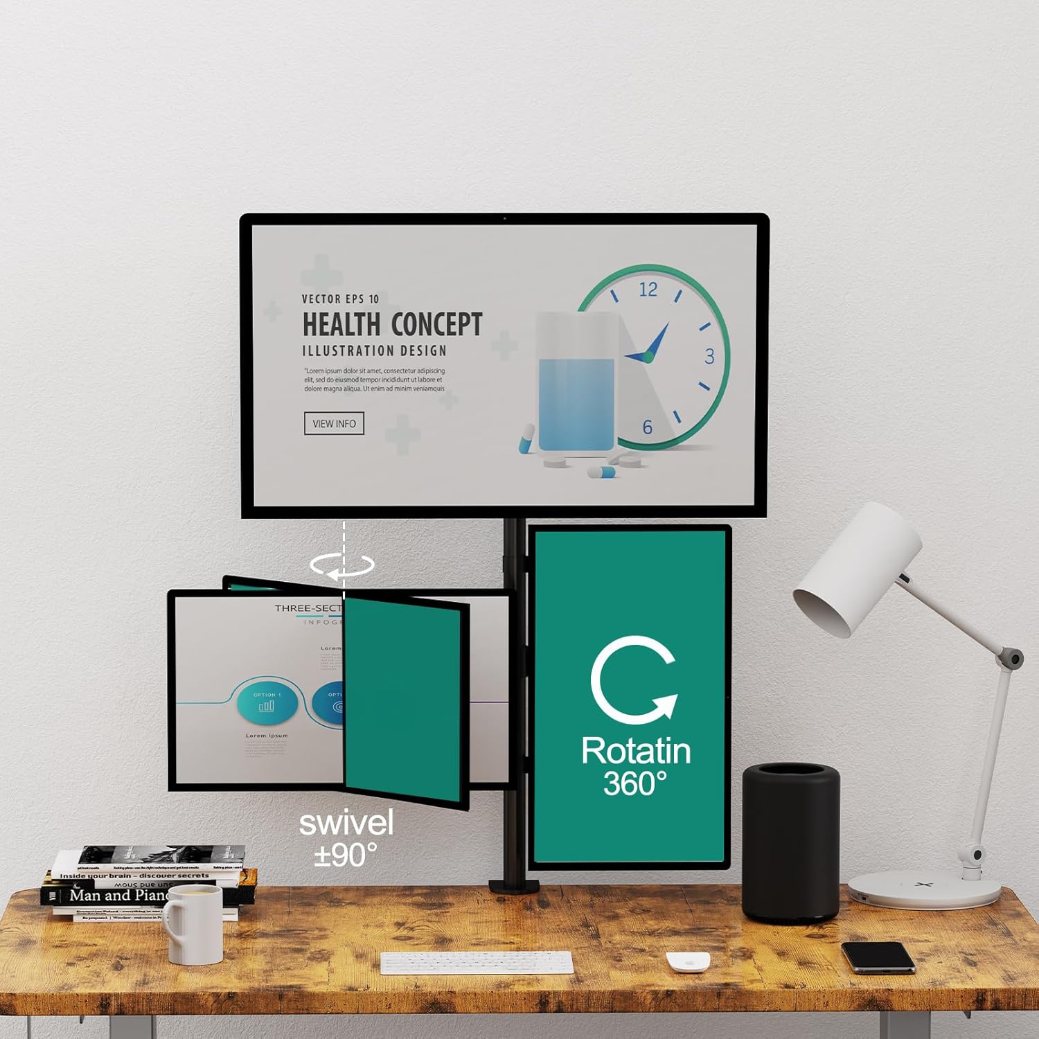 Image showing a monitor rotating 360 degrees on the stand.