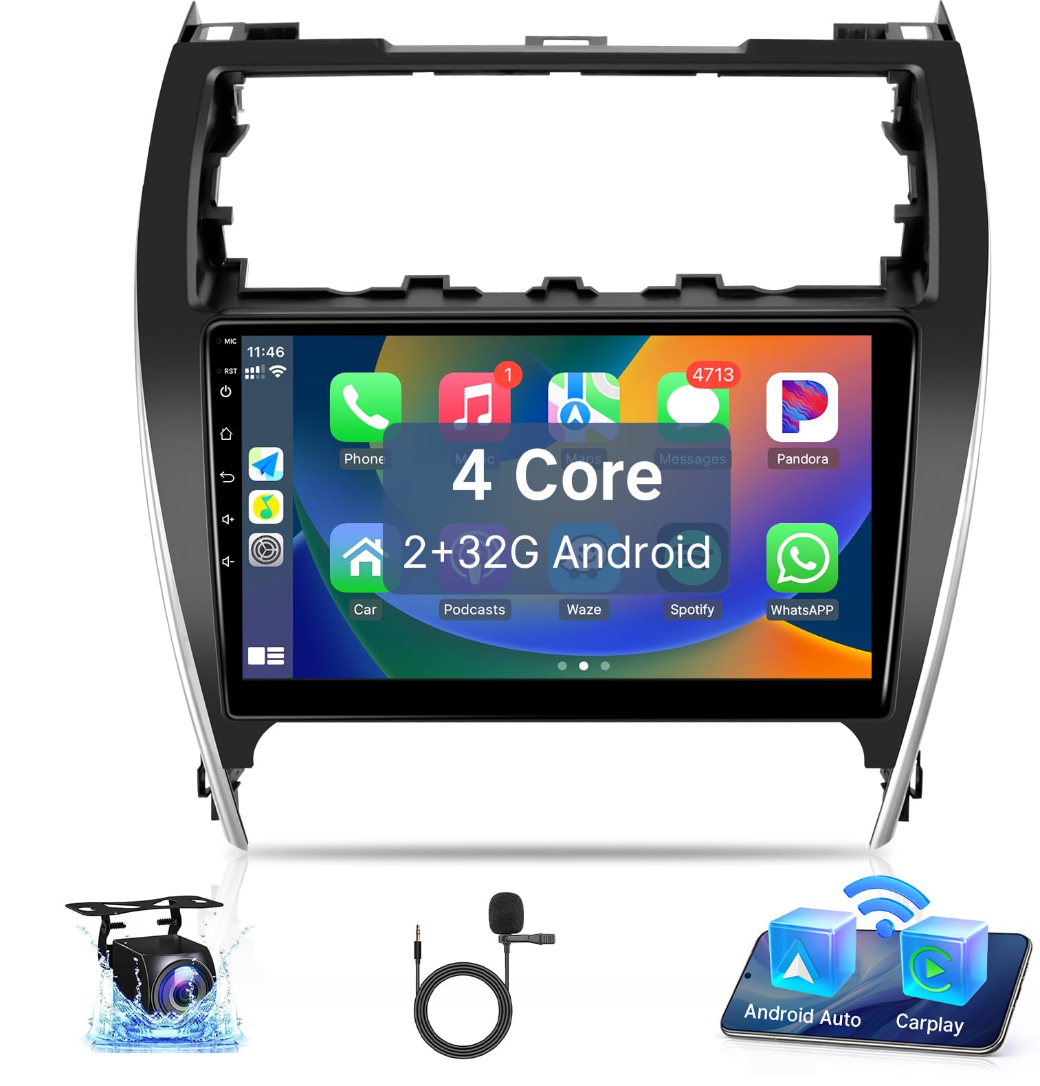Photo 1 of Leadfan Android Car Radio for Toyota Camry 2012 2013 2014 Stereo Upgrade with Wireless CarPlay Android Auto, 2+32G 10.1'' IPS Touchscreen in-Dash WiFi Bluetooth GPS Navigation SWC Backup Camera MIC
