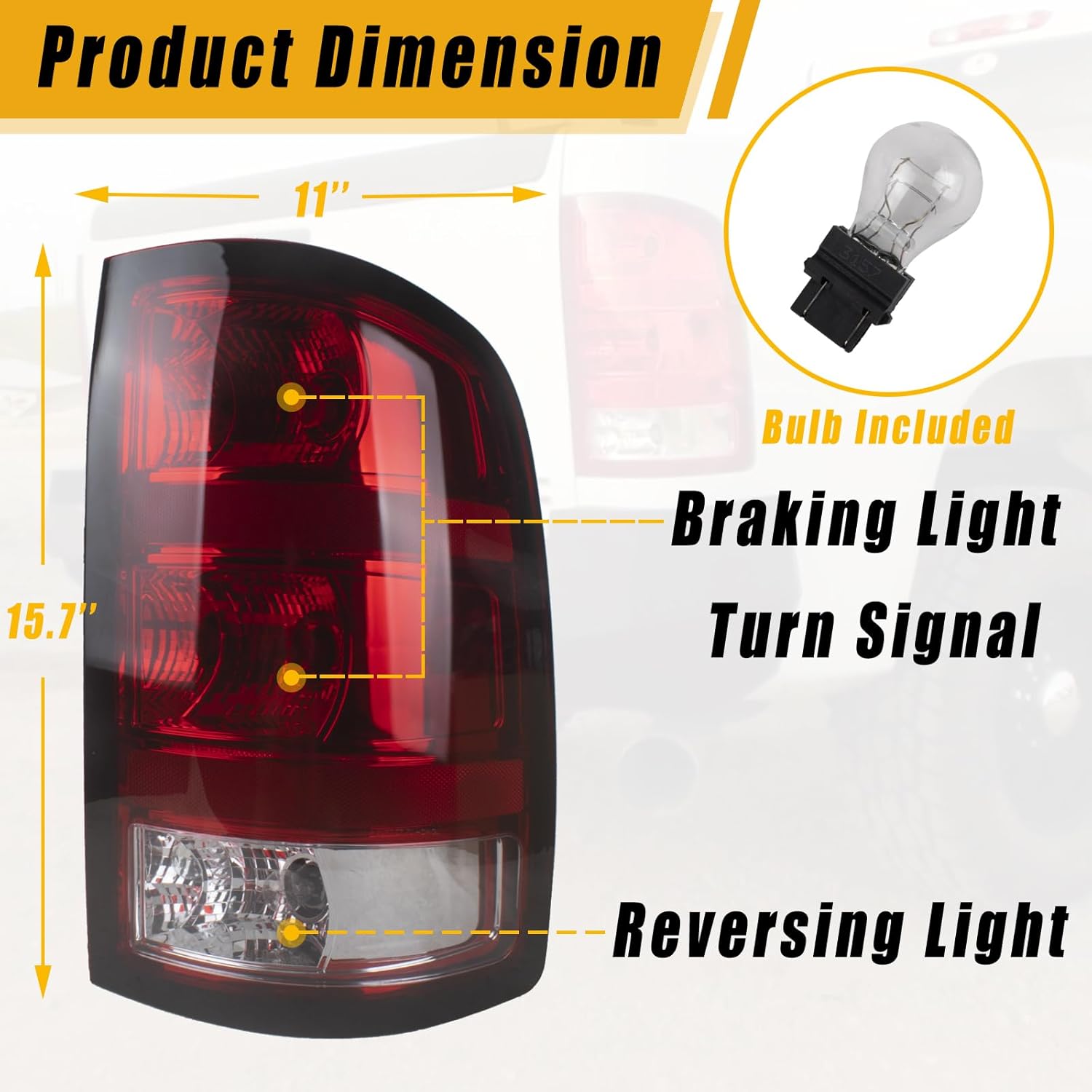 Boine Tail Light Compatible With 2007 2008 2009 2010 2011 2012 2013 GMC Sierra 1500 2500HD 3500HD Rear Light Brake Lamps Replaces 25958484 25958485 - Bulb Included (Black Edge)