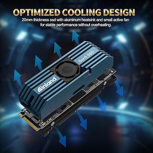 Miniatura 5 de INLAND TD510 2TB PCIe 5.0 M.2 SSD Gen5 x 4 232-L 3D TLC NAND NVMe 2280 Unidad interna de estado sólido SSD para juegos con disipador de calor y DRAM