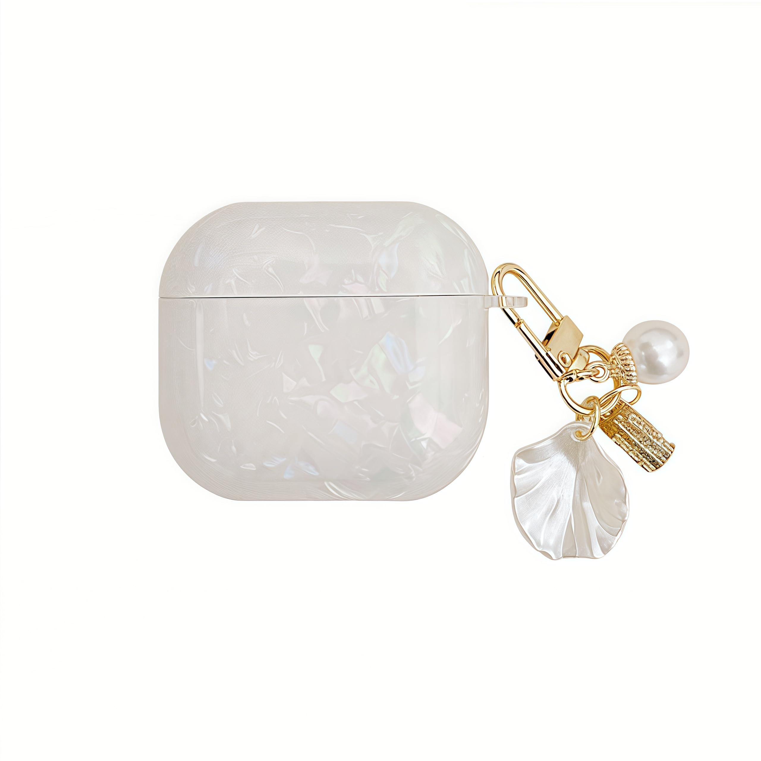 for Cute Glitter Airpod 4 Case - Bling Shell Pattern Design Soft TPU Protective Cover with Shell Pearl Keychain Compatible with Airpods 4th Generation