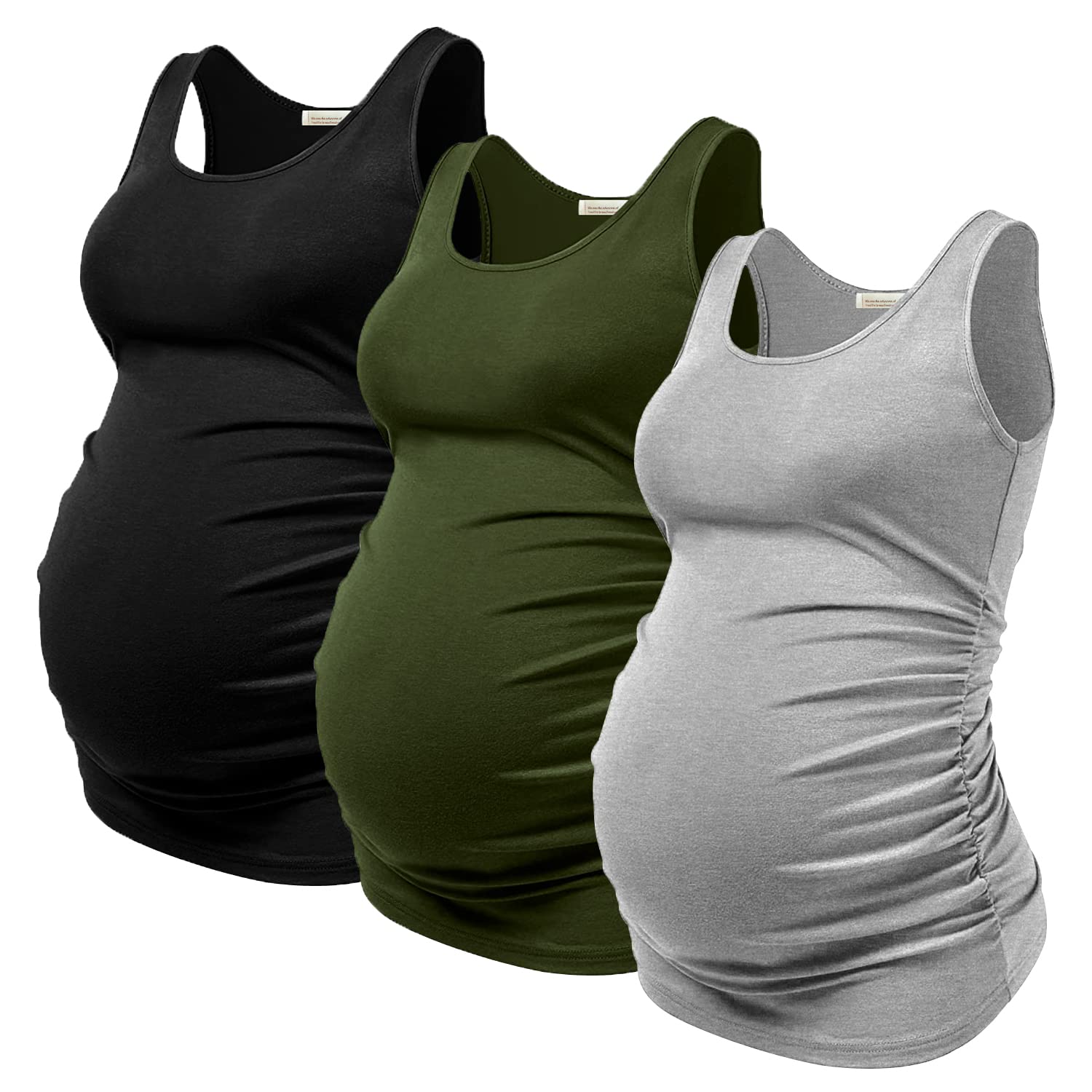Photo 1 of PARNIXS Summer Women's Maternity Tank Top Comfy Sleeveless Maternity Clothes, Large (4 pcs)