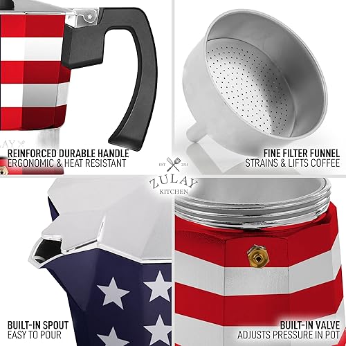 Miniatura 4 de Zulay - Olla clásica de 6 tazas de café expreso, cafetera de café expreso para café expreso fuerte de gran sabor, hace un café delicioso, fácil de