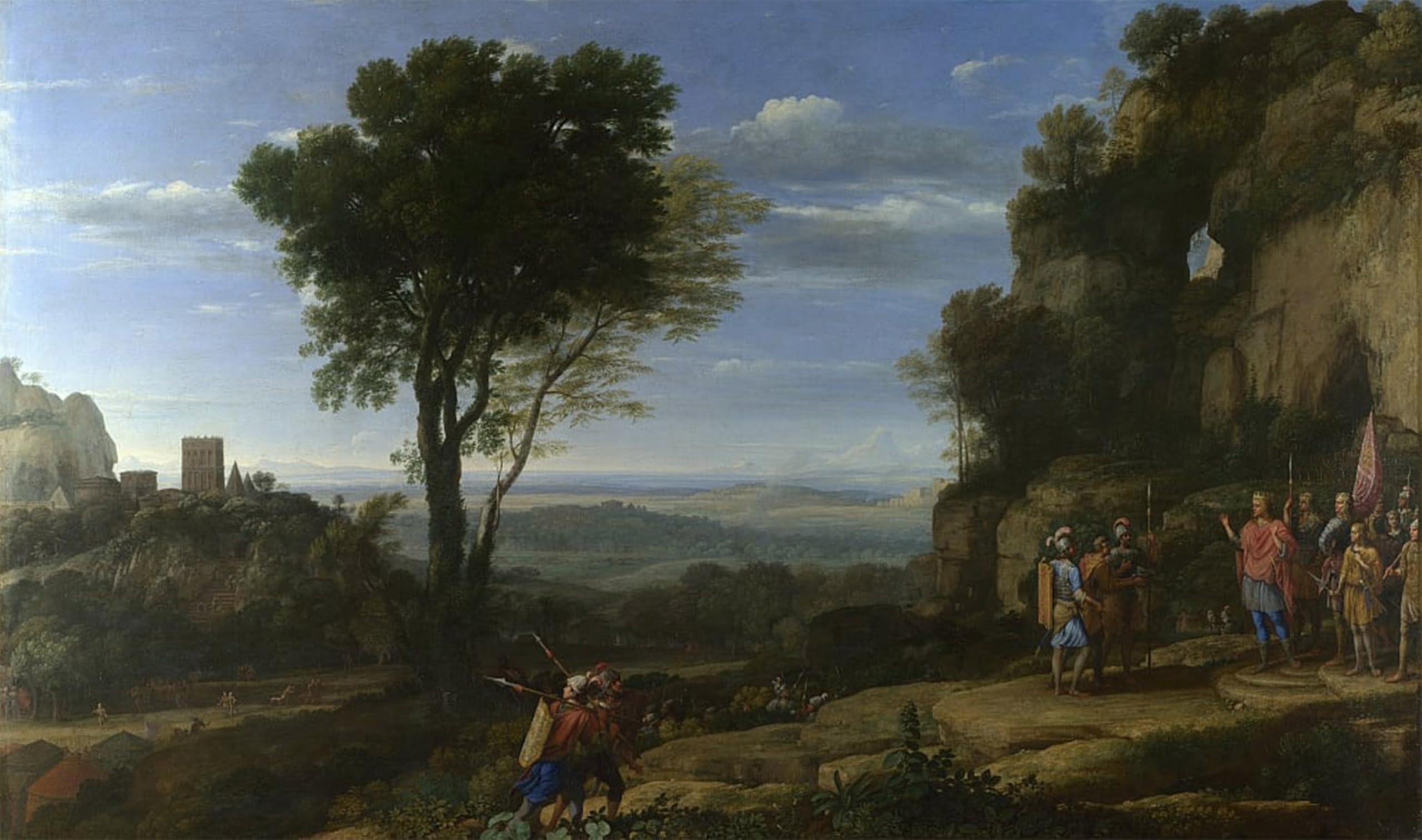 ARTXLXXBN Famous Painting Art Wall Decor Abstract Art Picture Landscape with David At the Cave of Adullam by Claude Lorrain Animal Pictures for Home Decor 60x90cm