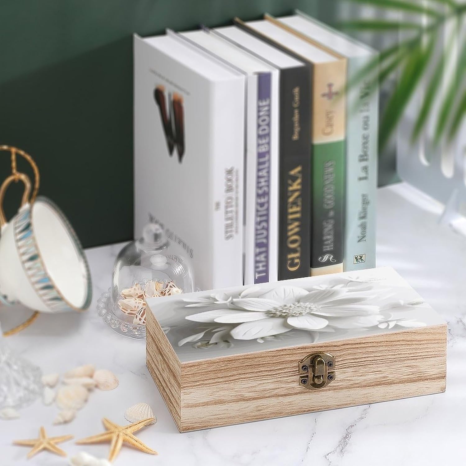Flower Wooden Storage Box Elegant Retro Jewelry Box image 4