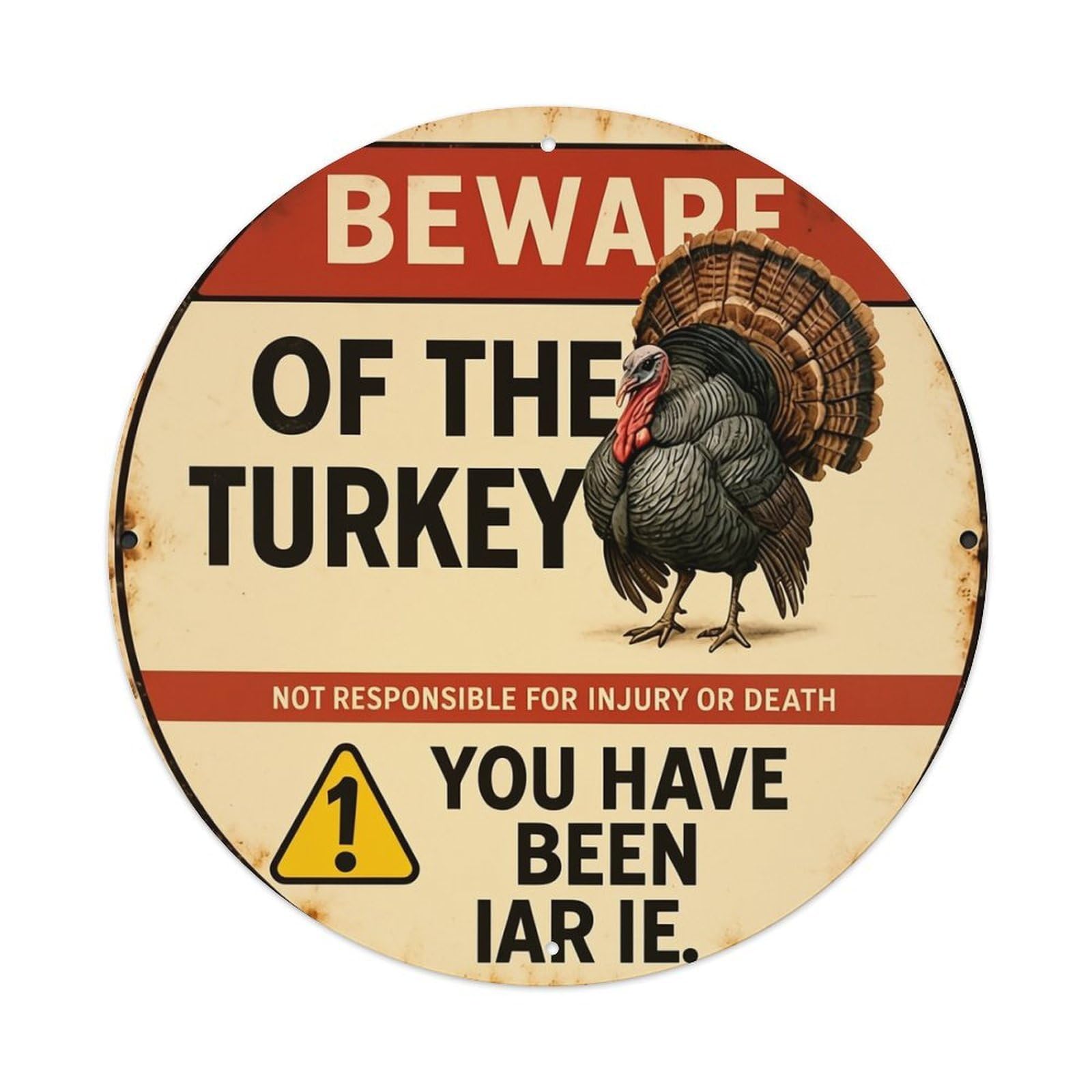 Beware Of The Turkey Sign Metal Tin Sign Plaque