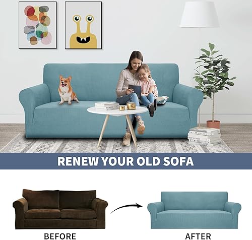 Miniatura 5 de JIVINER - Fundas de sofá de alta elasticidad para sillón de 3 plazas, fundas de sofá elásticas de jacquard de 1 pieza, fundas para sofá