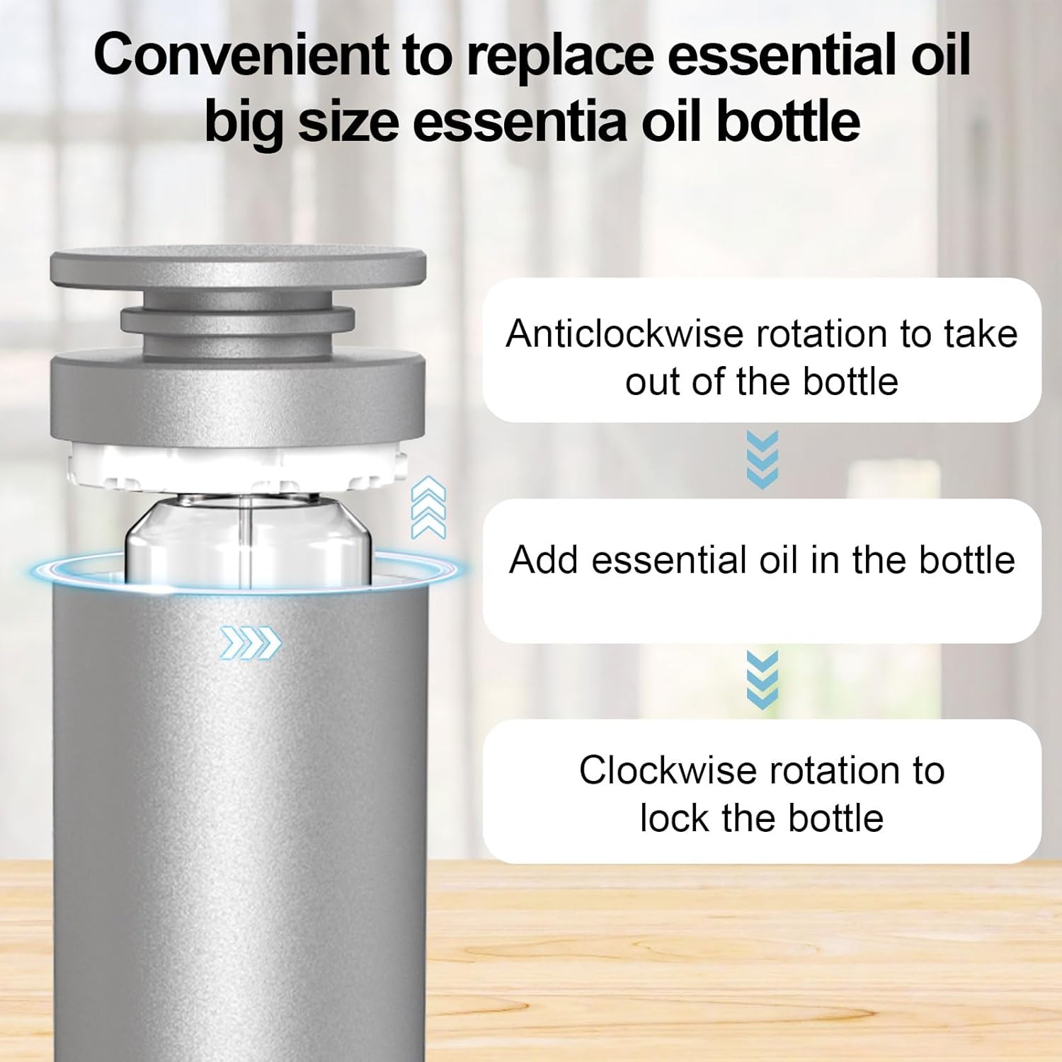 Essential Oil Diffuser with Remote Control - Waterless Diffuser for Aromatherapy Oils, 120mL Capacity 1500 Sq Ft Coverage - Scent Diffuser for Homes, Large Room, Offices&Hotels (Silver) - Image 7