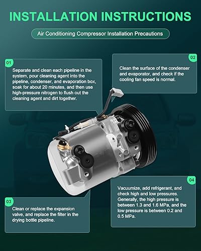 Miniatura 7 de SCITOO Compresor de CA para automóviles para 1995-1998 apto para Suzuki Esteem 1.6L