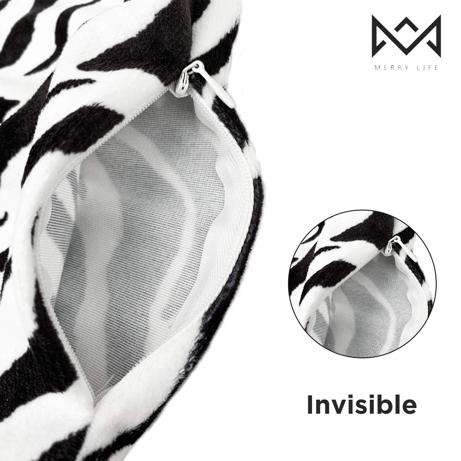 MERRYLIFE 4-Pack 18x18 Inches Soft Cushion Pillow Cover Pillowcase Velvet Zebra Print Decorative Square Throw Pillow Covers Set for Couch Sofa Patio Chair Bedroom Home Car Decor-Zebra