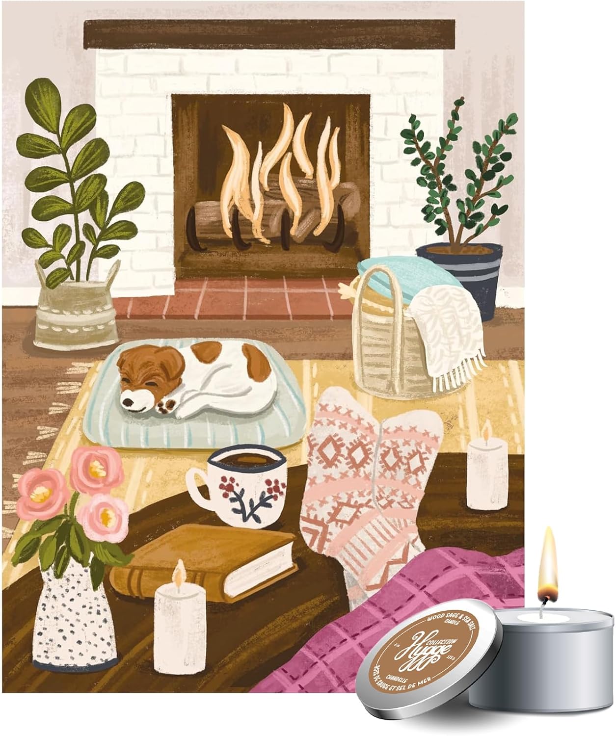 500 Piece Puzzle for Adults Hygge Collection Cozy Fireplace by Olivia Gibbs Blueboard Puzzle Jigsaw + Bonus Candle KI Puzzles from Playview