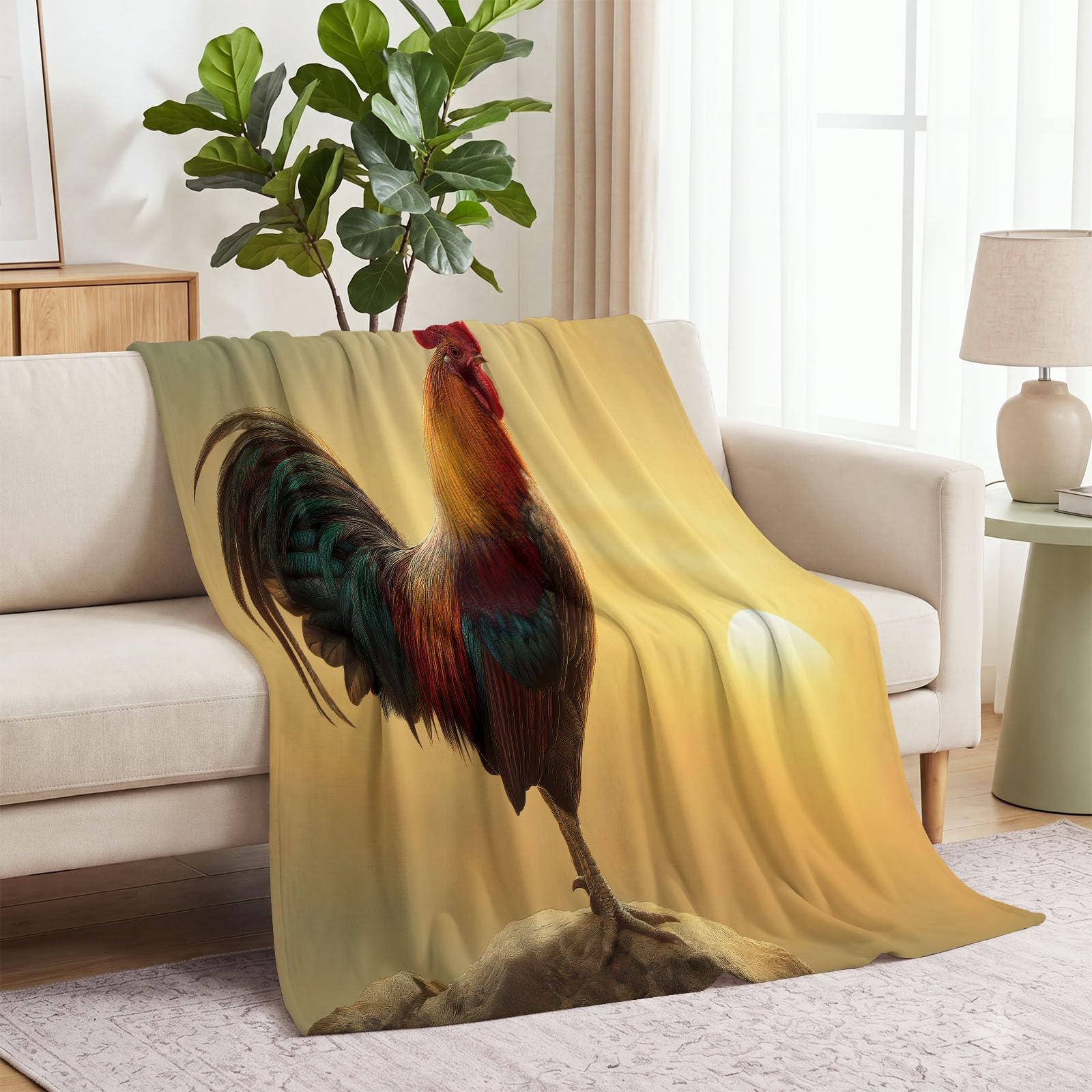 Koc polarowy z motywem wschodu słońca kocyk kocyk dla zwierząt ciepły i miękki flanelowy koc polarowy do biura sypialnia sofa, żółte koce dla dzieci dorosłych, 200x200 cm