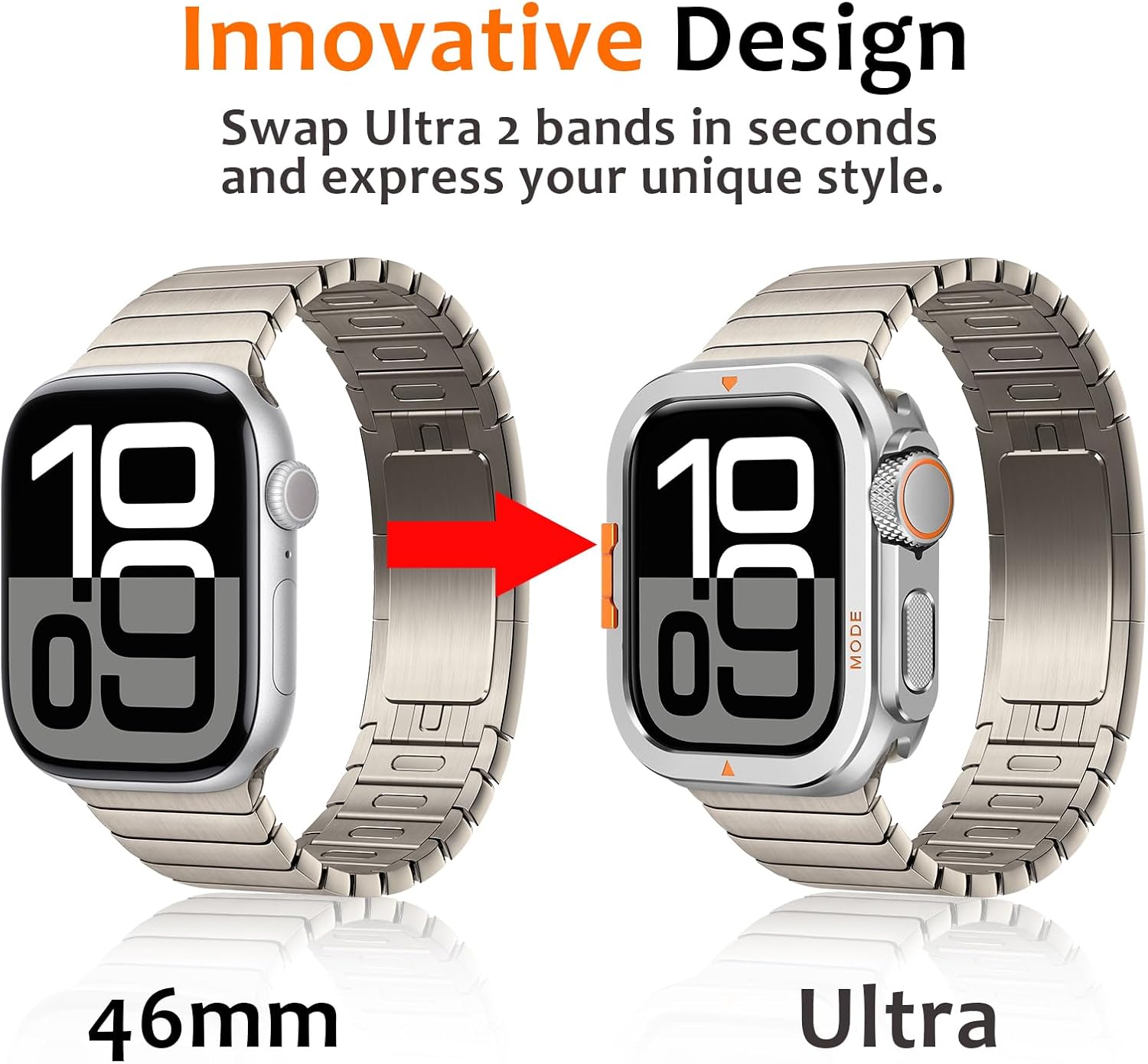 Amizee Metal Case Compatible with Apple Watch Series 11/10 46mm Case with Back Cover, Rugged Protective Bumper Cover for iWatch 46mm, Silver - Image 2