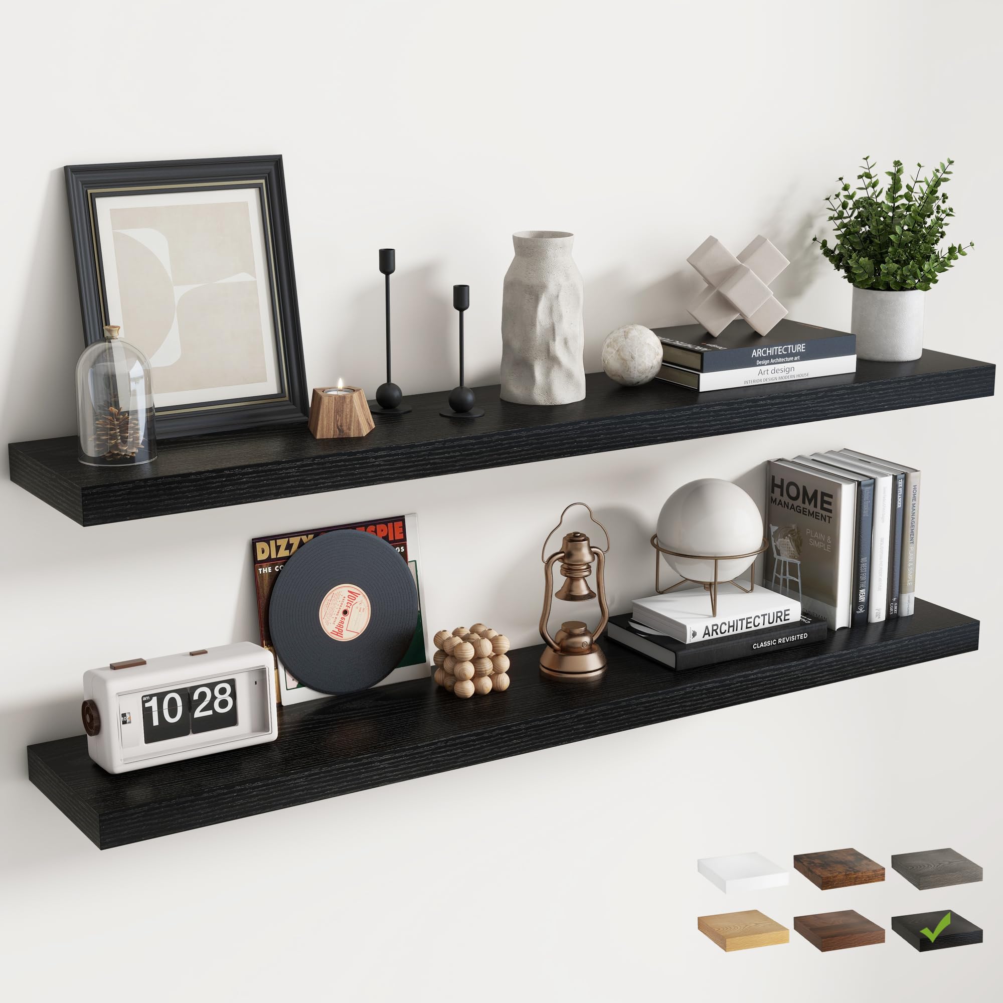 Marsmiles 140 CM Floating Shelves, Wall Shelf, Bookshelf, Black, 2Pcs