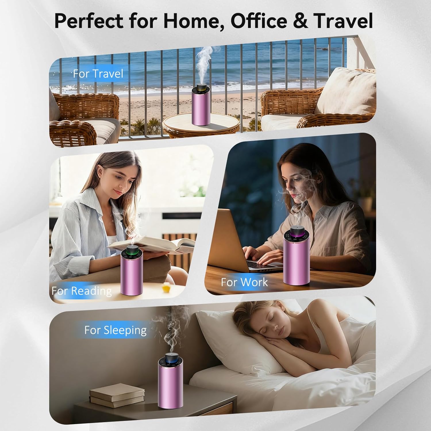 Essential Oil Diffuser Waterless Scent Aromatherapy Diffusers for Home Large Room, Bedroom, Car, Office,Desk, Battery Operated, Small Cordless Air Freshener Machine, 3 Countdown Timers & 3 Mist Levels - Image 7