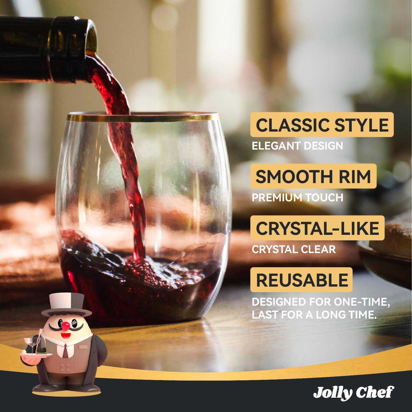JOLLY CHEF Gold Champagne Flutes - 32 Pack -4 JOLLY CHEF Gold Champagne Flutes - 32 Pack -4