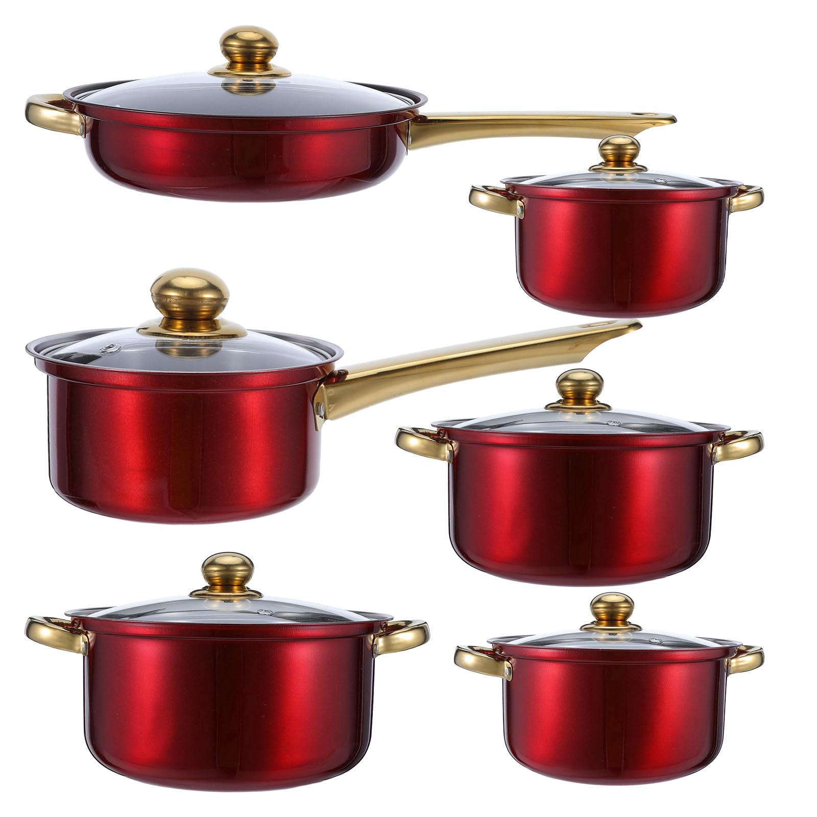 SOIMISS Set di Pentole Antiaderenti in Acciaio Inox da 6 Pezzi con Coperchi in Vetro: Pentole E Padelle Versatili per Zuppe, Salse E Cucina Quotidiana, Compatibili con Piani Cottura a Induzione