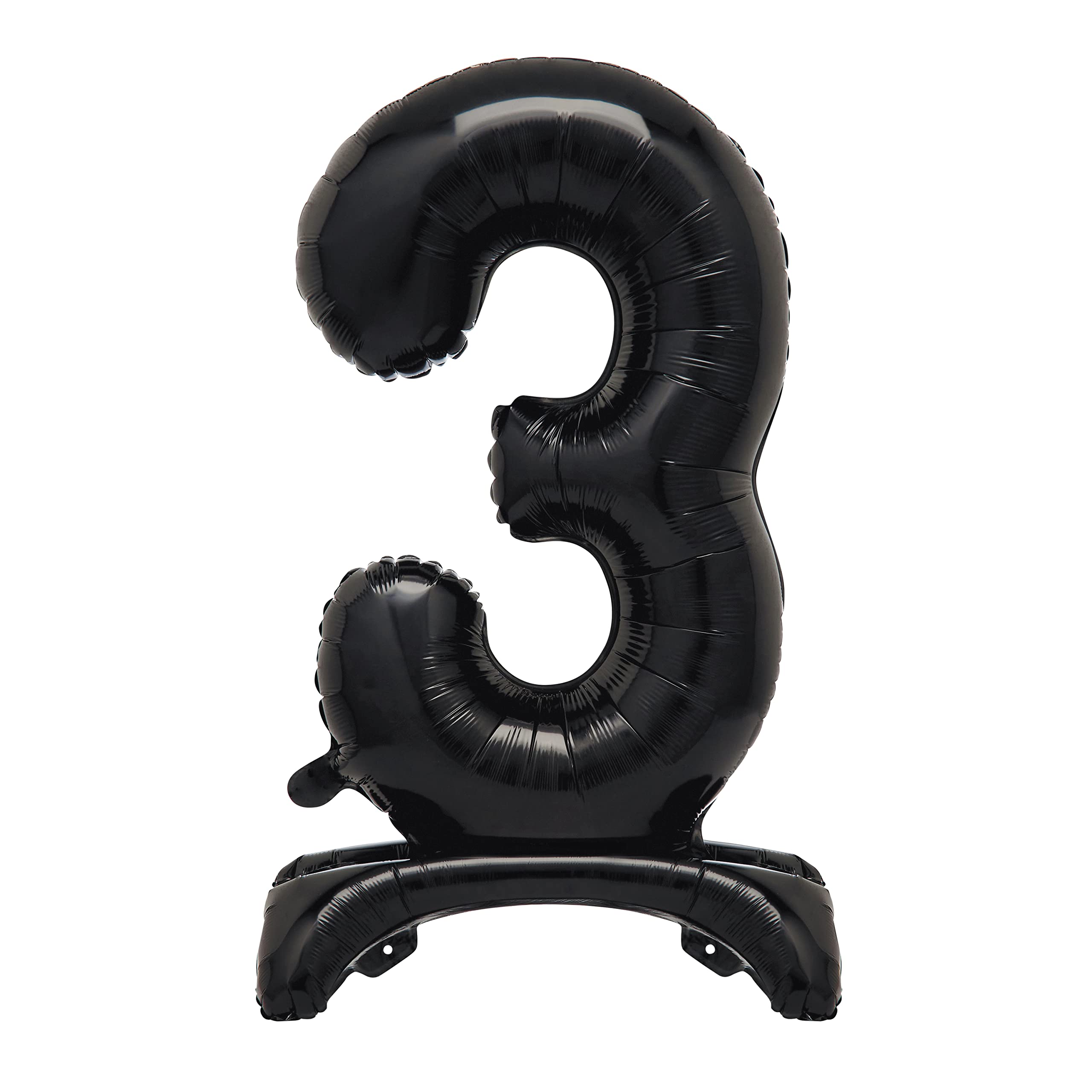 Unique Black Standing Number 3 Foil Balloon 30", Packaged