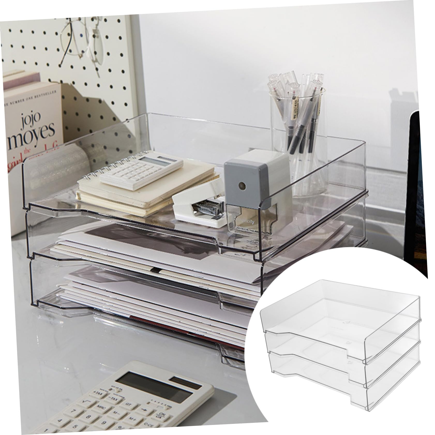 Set di 3 scatole portaoggetti per documenti, scrivanie e accessori per scrivania da ufficio, elegante scatola per archiviazione efficiente dello spazio di lavoro