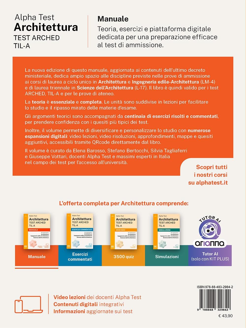 Alpha Test Architettura ARCHED TIL-A 2026-2027 Manuale per test di ammissione universitari
