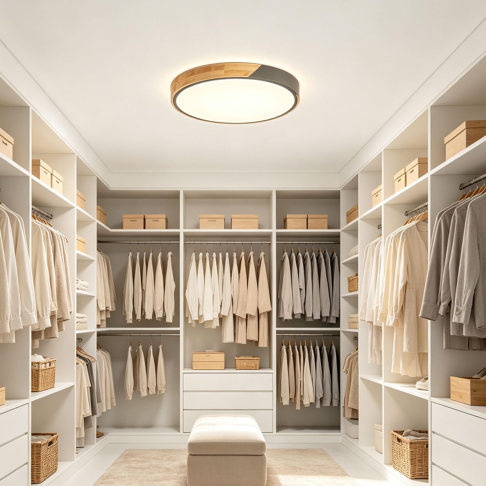 LED-Deckenleuchte, moderne Holz-Unterputz-Deckenleuchte