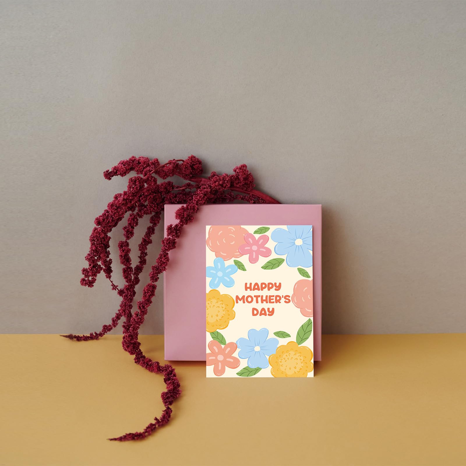 SuperShunhu Muttertagskarte Mit Blumen & Herzen – 20,3x13,5 Cm, Blanko Innen Für Persönliche Wünsche