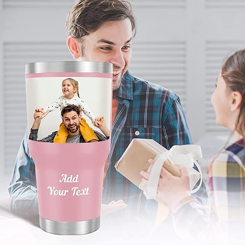 Miniatura 6 de Vasos personalizados con imágenes, vaso de café de acero inoxidable con foto personalizada de 30 onzas con tapa de texto y pajitas, taza de viaje