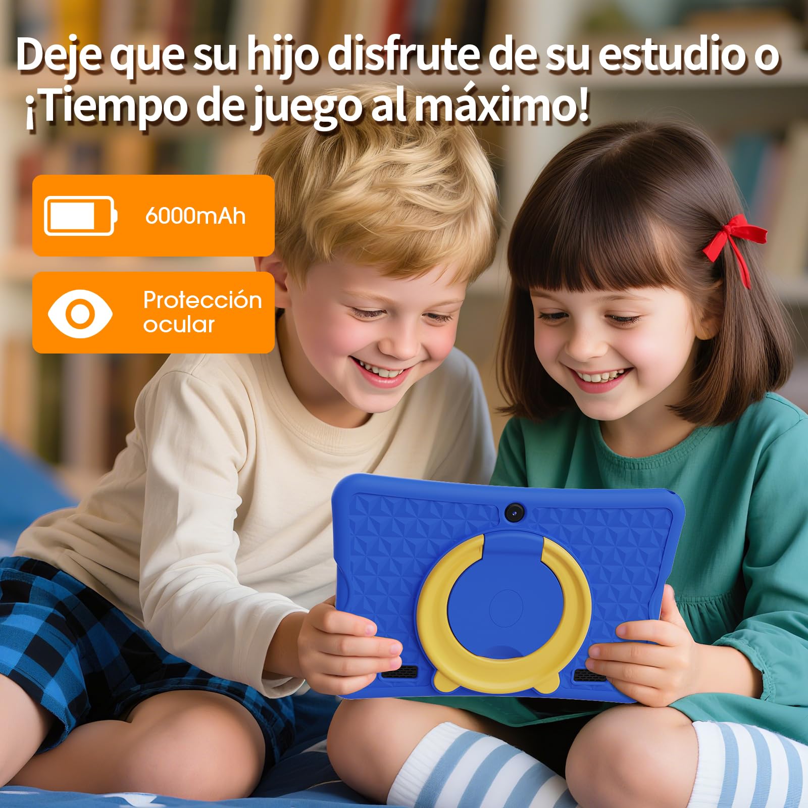 DigiLand Tableta para Niños de 10,1 Pulgadas, Android 15 con Funda Protectora, 6GB+32GB, Pantalla IPS 1280*800, Cámara Dual 2MP+5MP, 6000mAh, Tableta de Aprendizaje con Control Parental e iWawa (Azul)