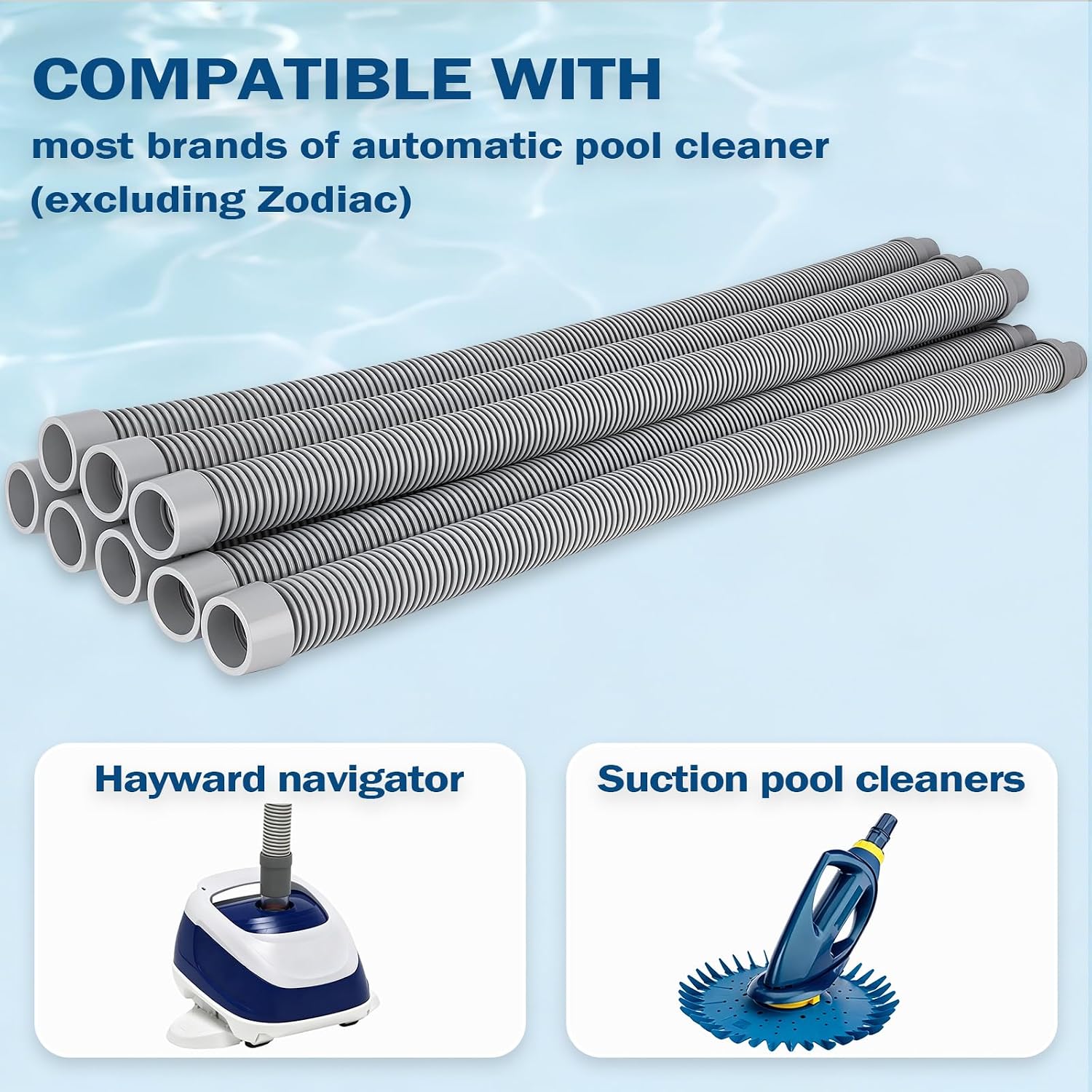 Pool Vacuum Hose -1.5” 8 Piece Hoses, Reliable Vacuum Extension/Replaces, EVA material, Professional Swimming Pool Sweep Hose Compatible with all Major Automatic Pool Cleaners - 26FT